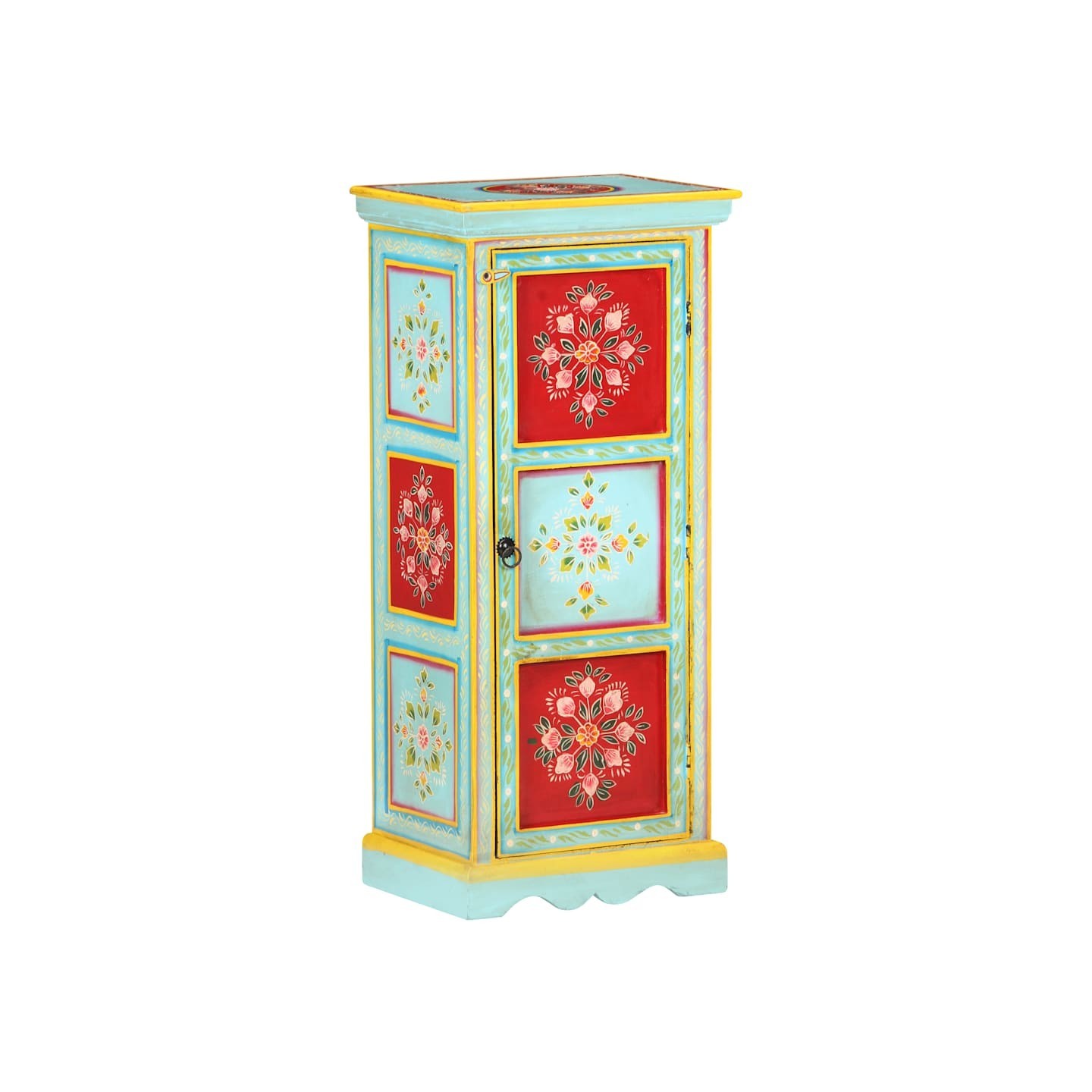 Buffet peint à la main 40x30x90 cm Bois de manguier solide
