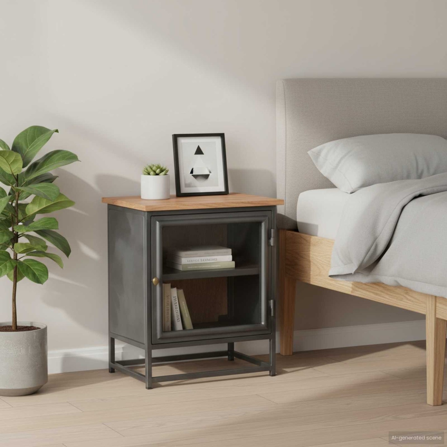 Table de chevet Gris 40x30x50 cm Bois d'acacia massif