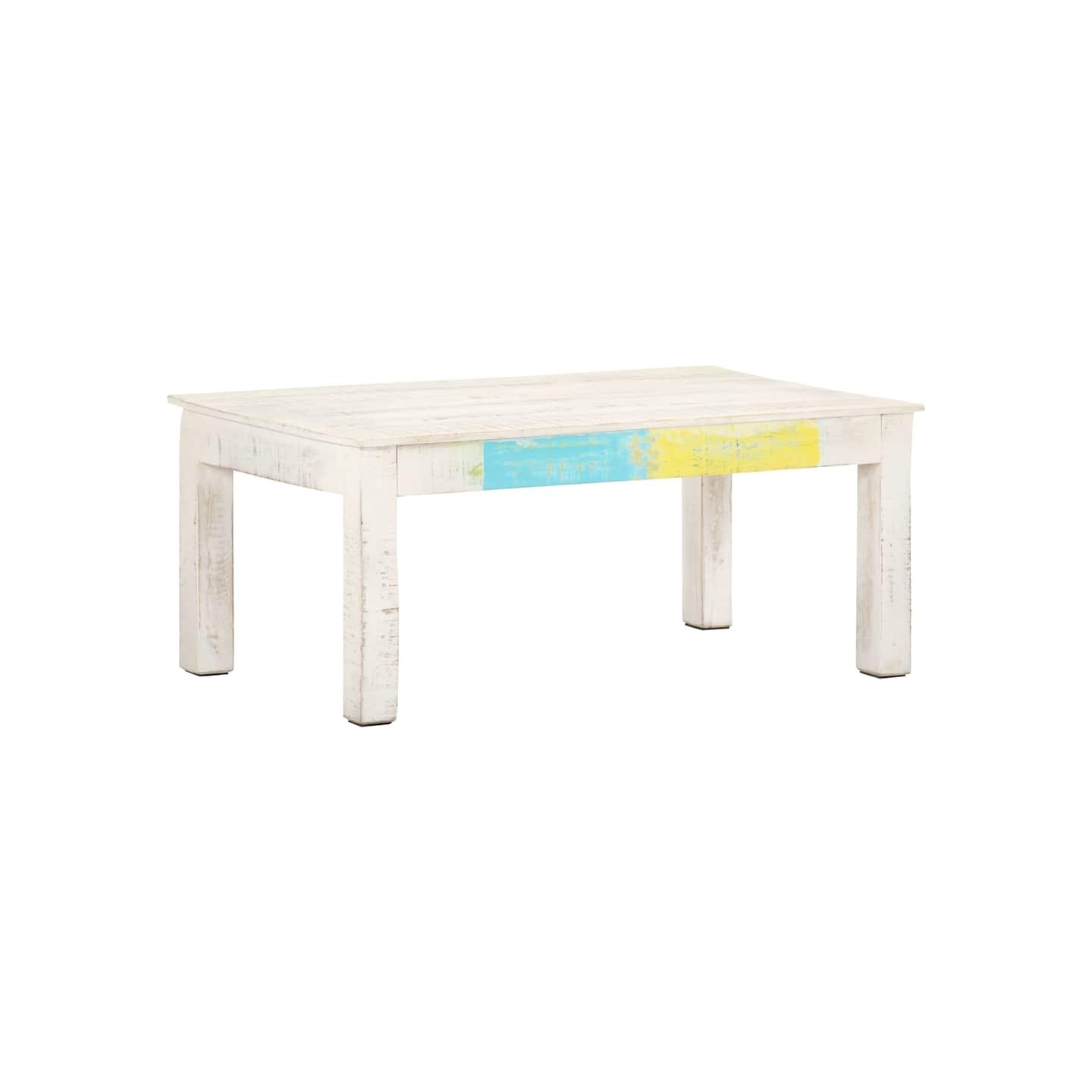 Table basse Blanc 110x60x45 cm Bois de manguier massif