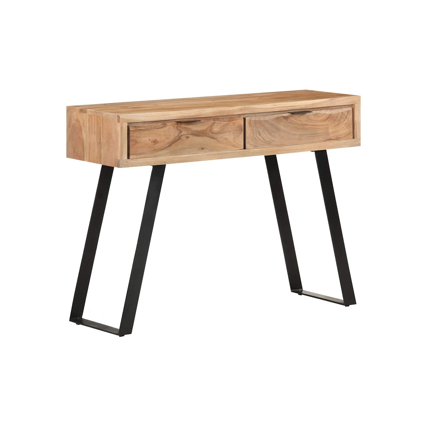 Table console 100x35x76 cm Bois d'acacia avec bord naturel