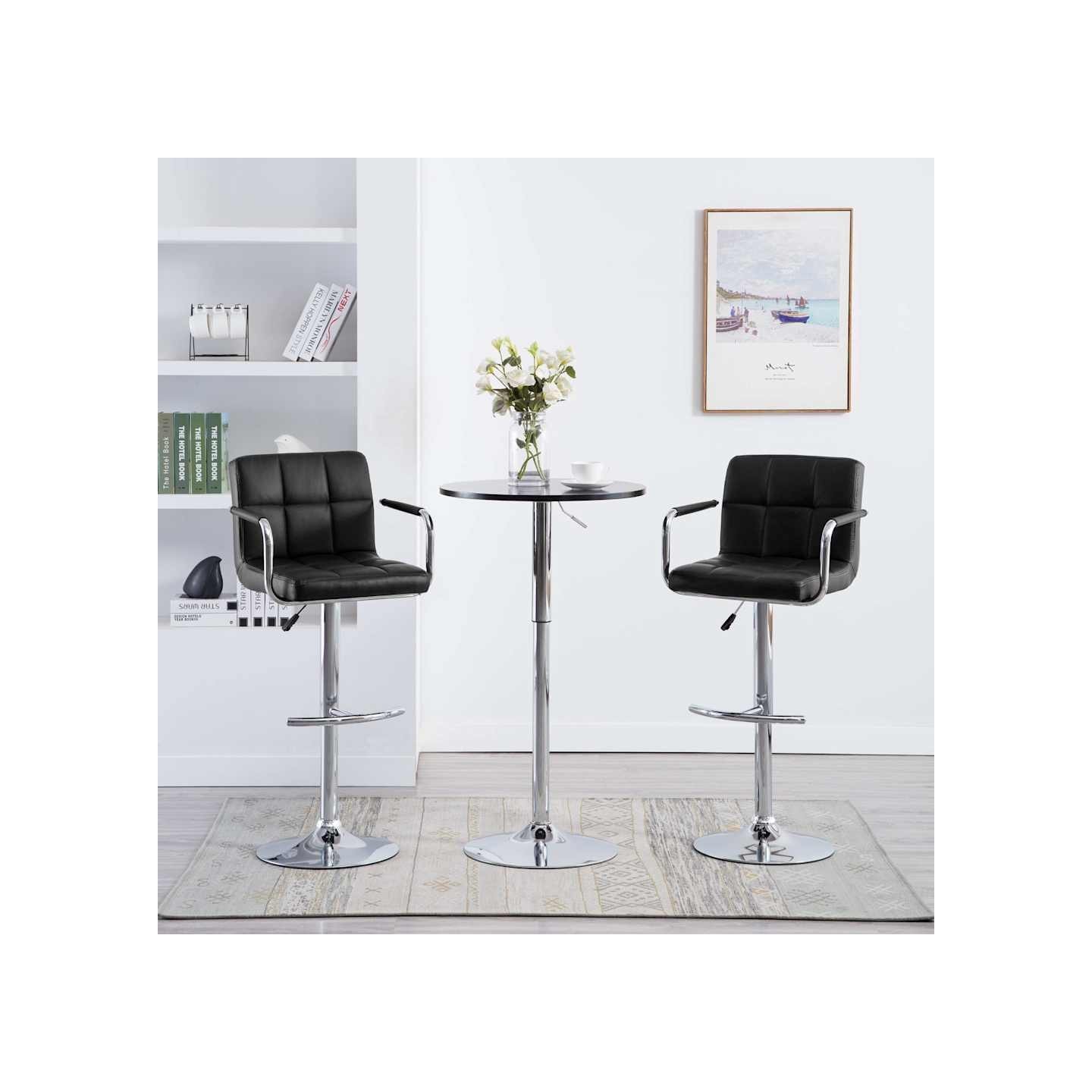 Tabourets de bar lot de 2 noir similicuir