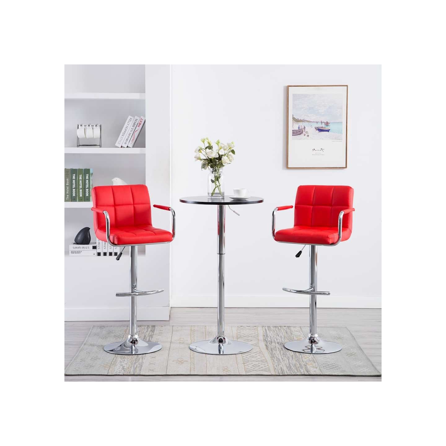 Tabourets de bar lot de 2 rouge similicuir
