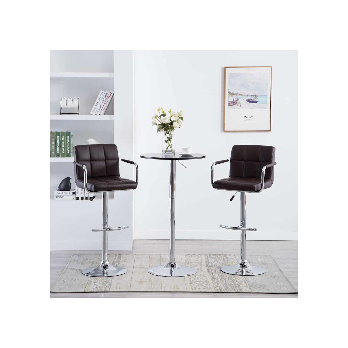 Tabourets de bar lot de 2 marron similicuir