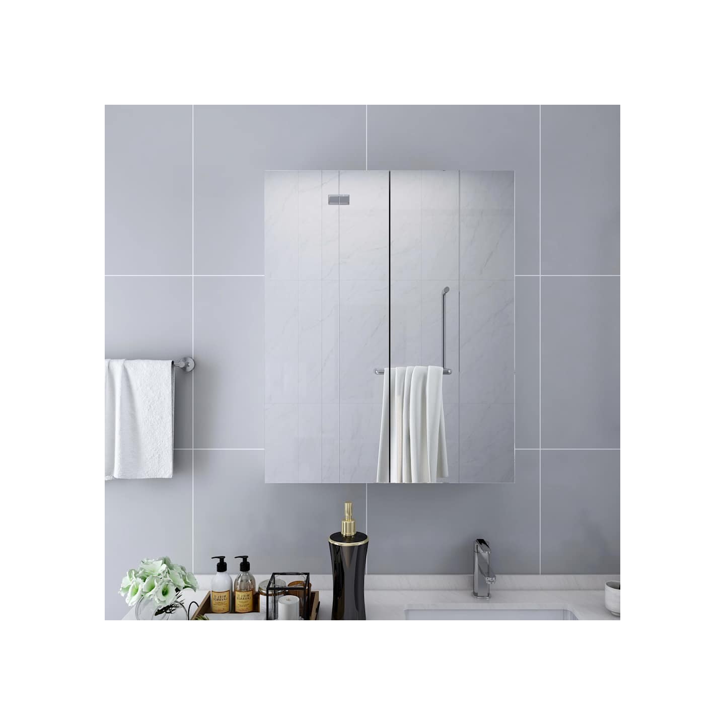 Armoire à miroir de salle de bain Blanc 60x15x75 cm MDF