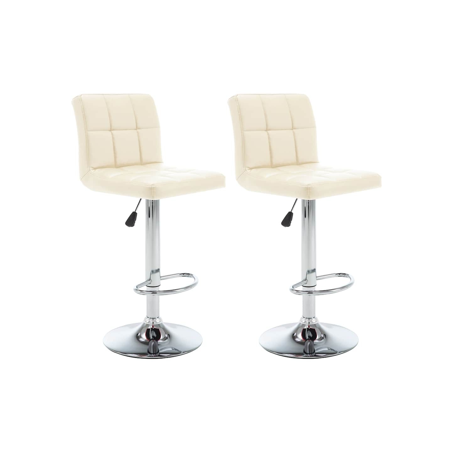 Tabourets de bar lot de 2 crème similicuir