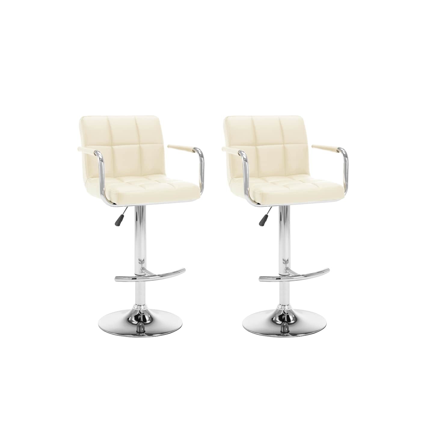 Tabourets de bar lot de 2 crème similicuir