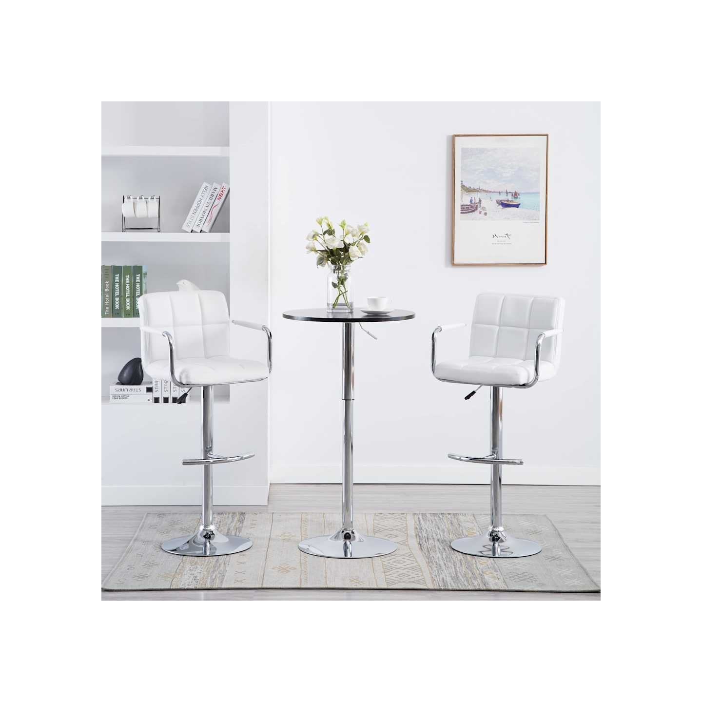 Tabourets de bar lot de 2 blanc similicuir