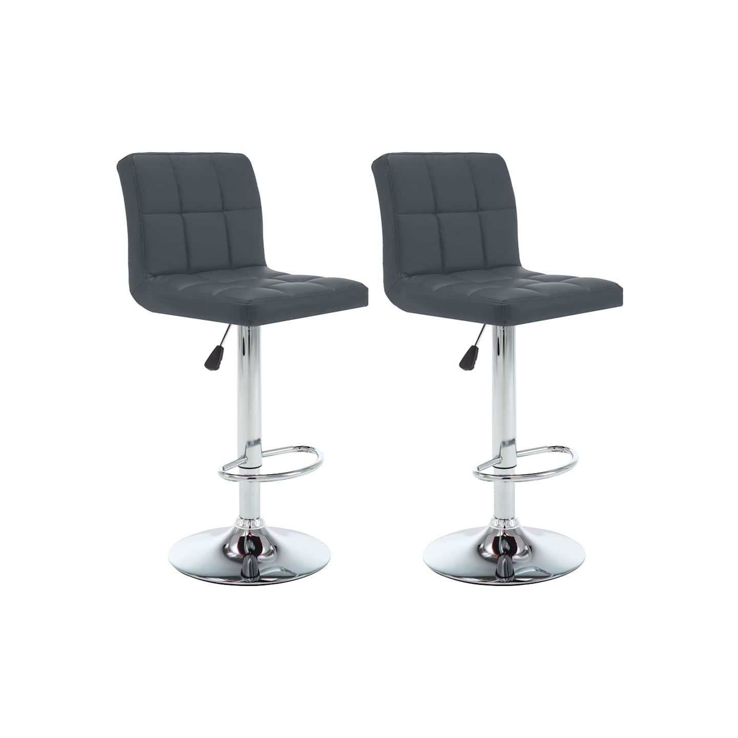 Tabourets de bar lot de 2 gris similicuir