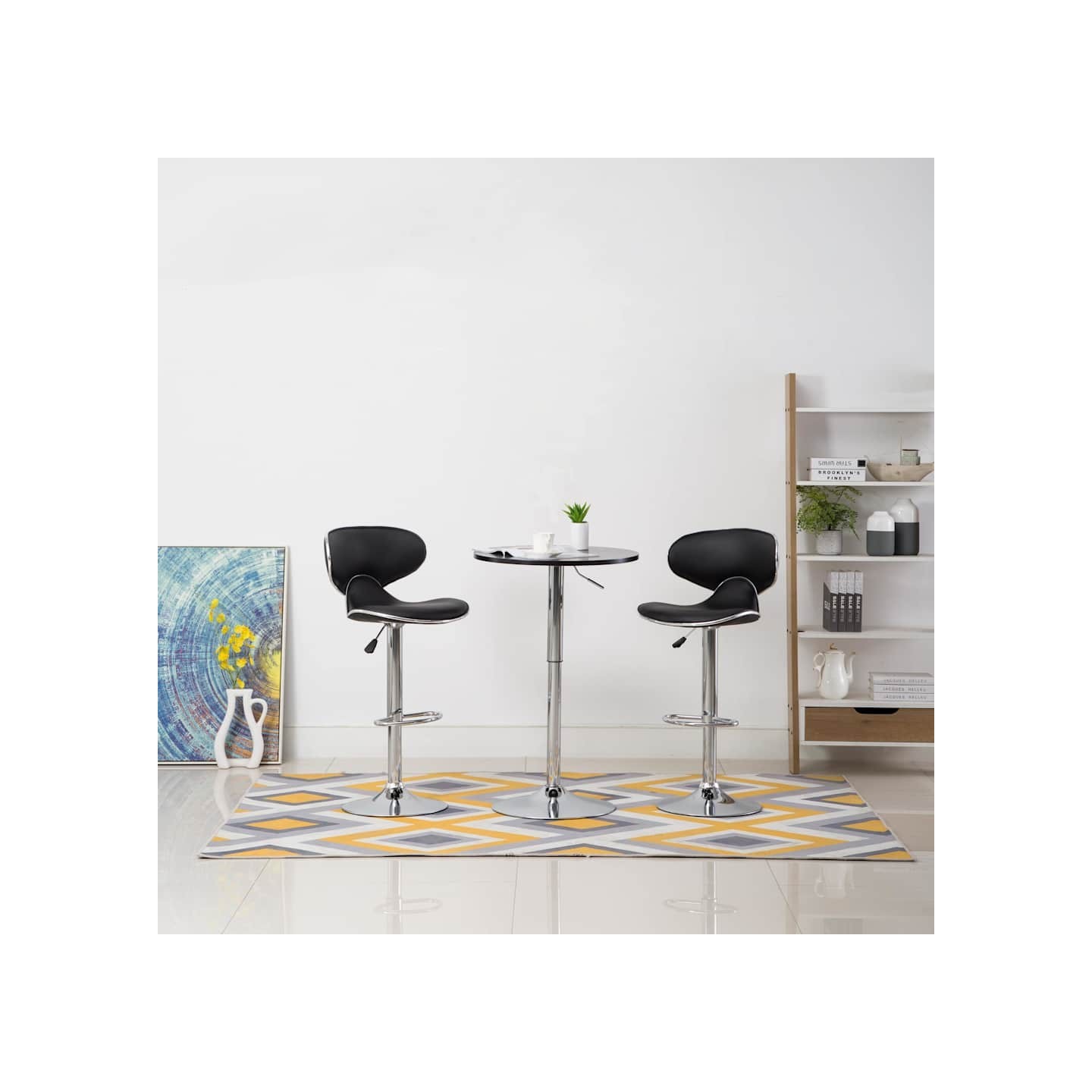 Tabourets de bar 2 pcs noir similicuir