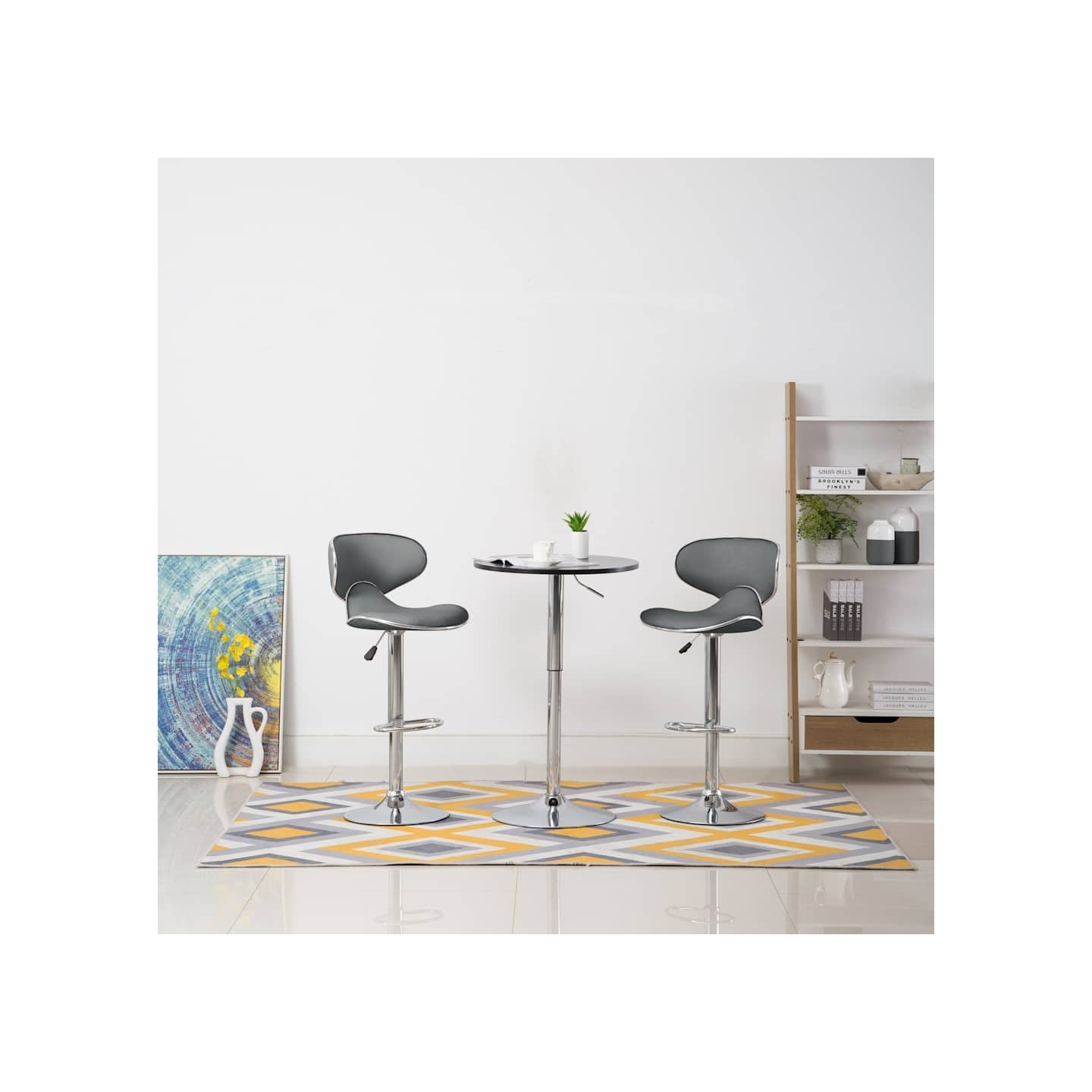 Tabourets de bar lot de 2 gris similicuir