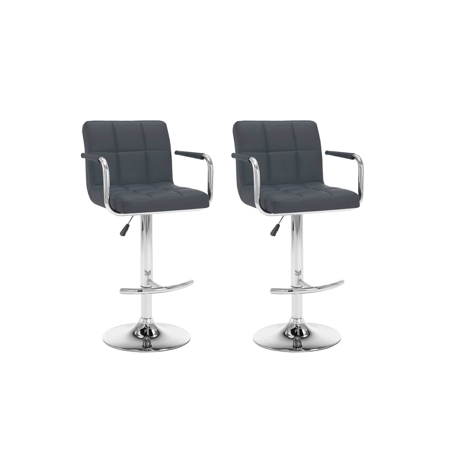 Tabourets de bar lot de 2 gris similicuir