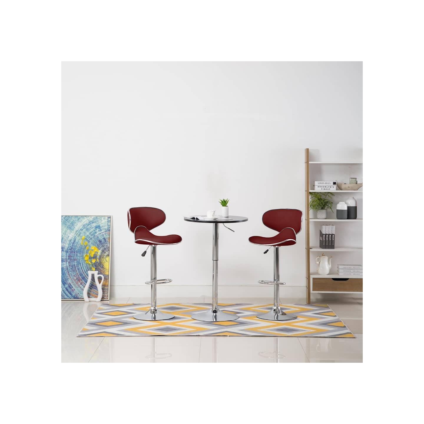 Tabourets de bar lot de 2 rouge bordeaux similicuir