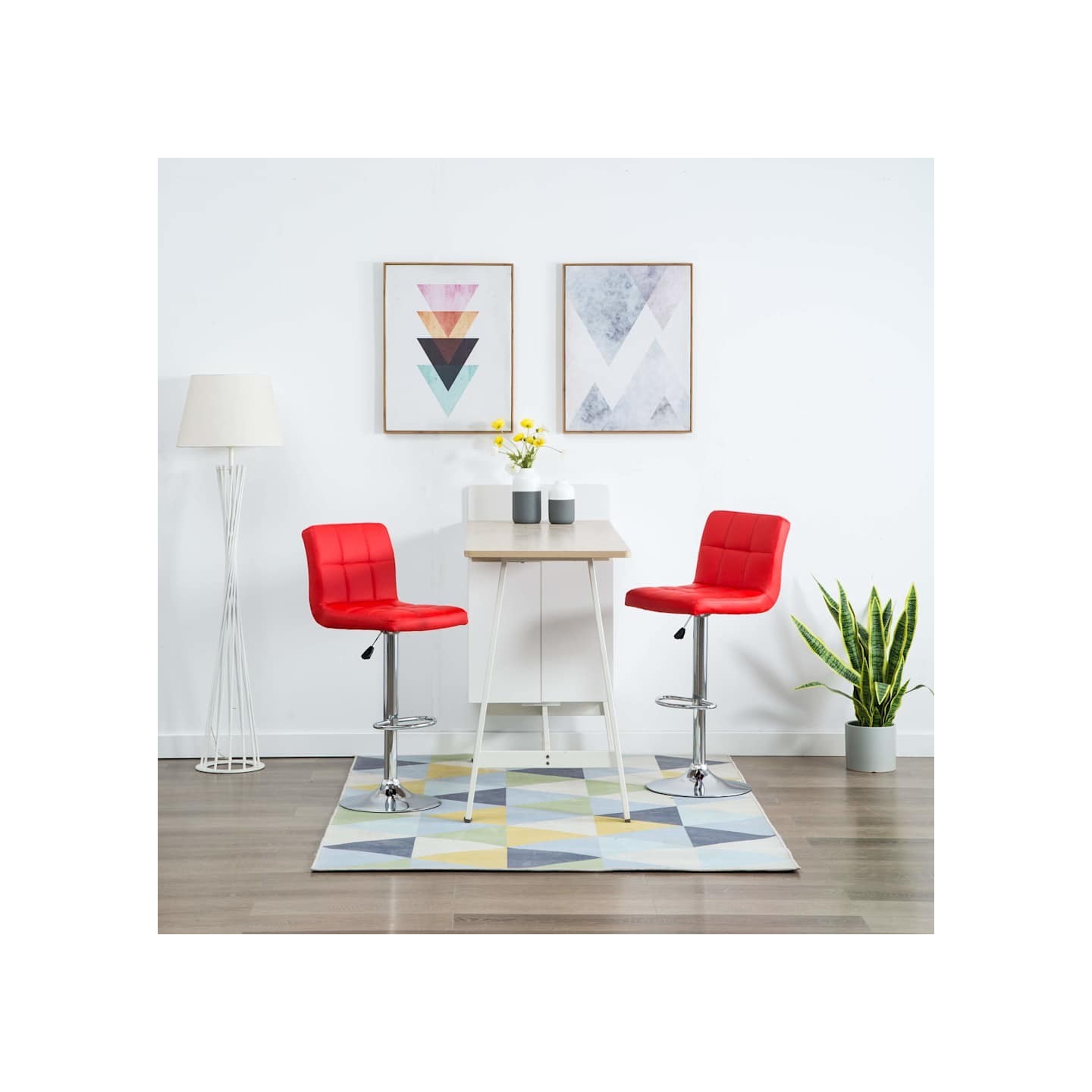 Tabourets de bar lot de 2 rouge similicuir