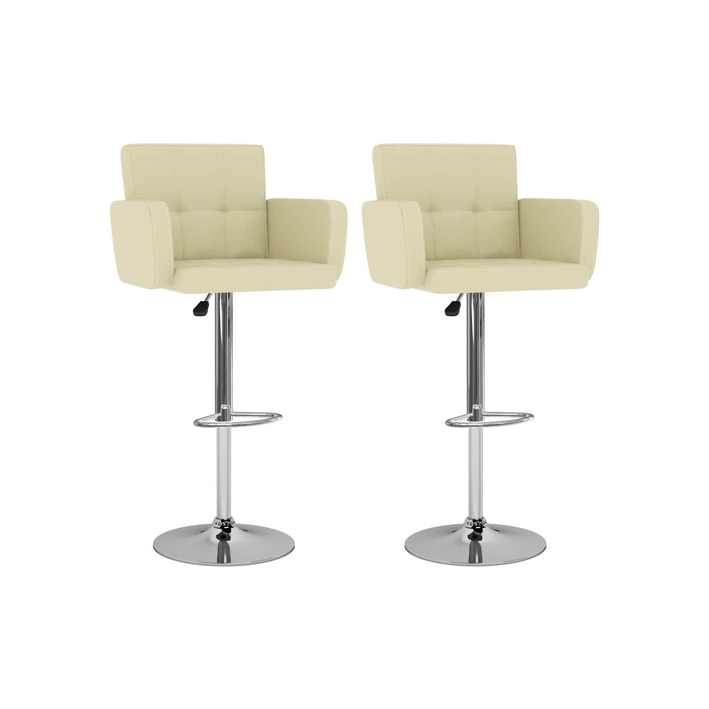 Tabourets de bar lot de 2 crème similicuir