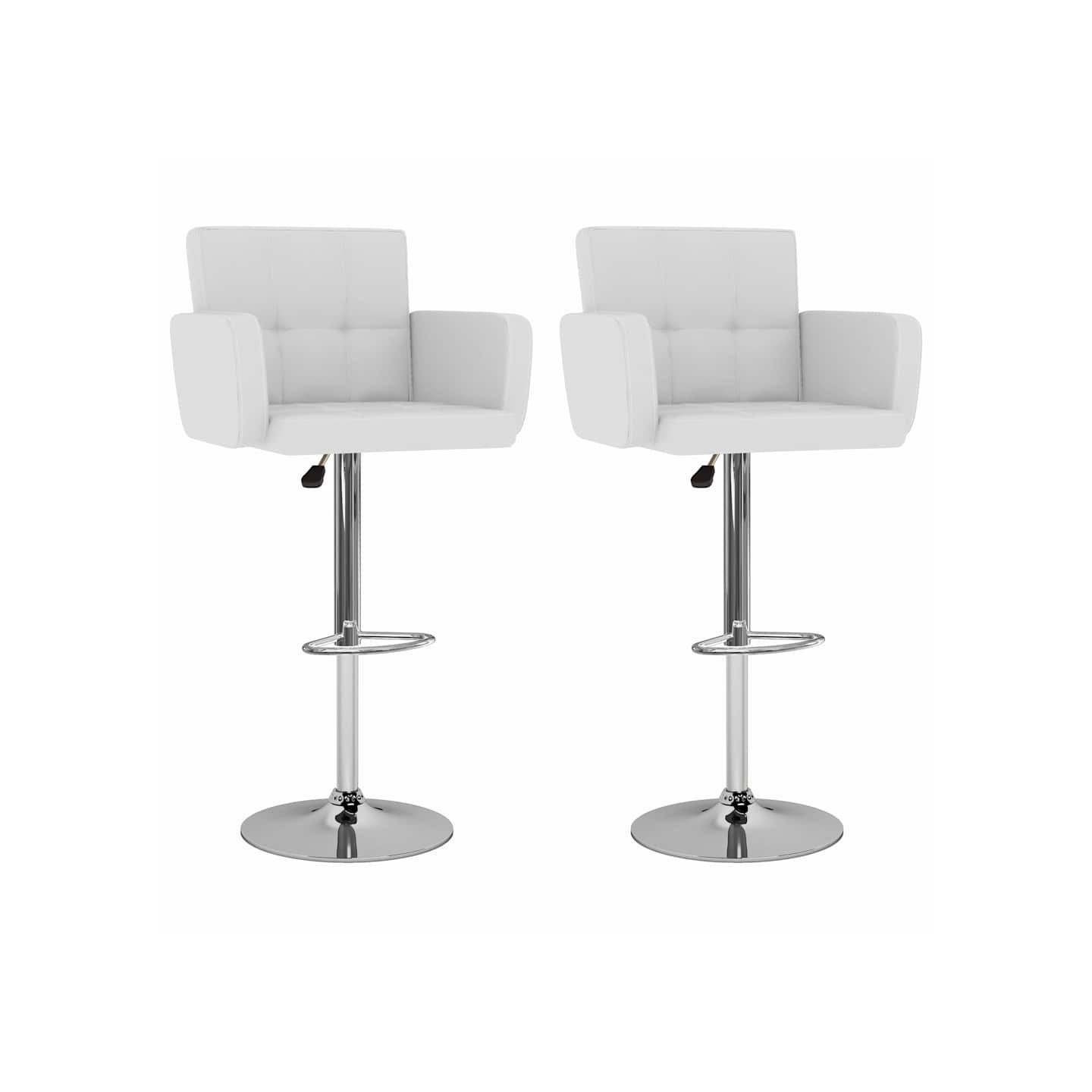 Tabourets de bar lot de 2 blanc similicuir