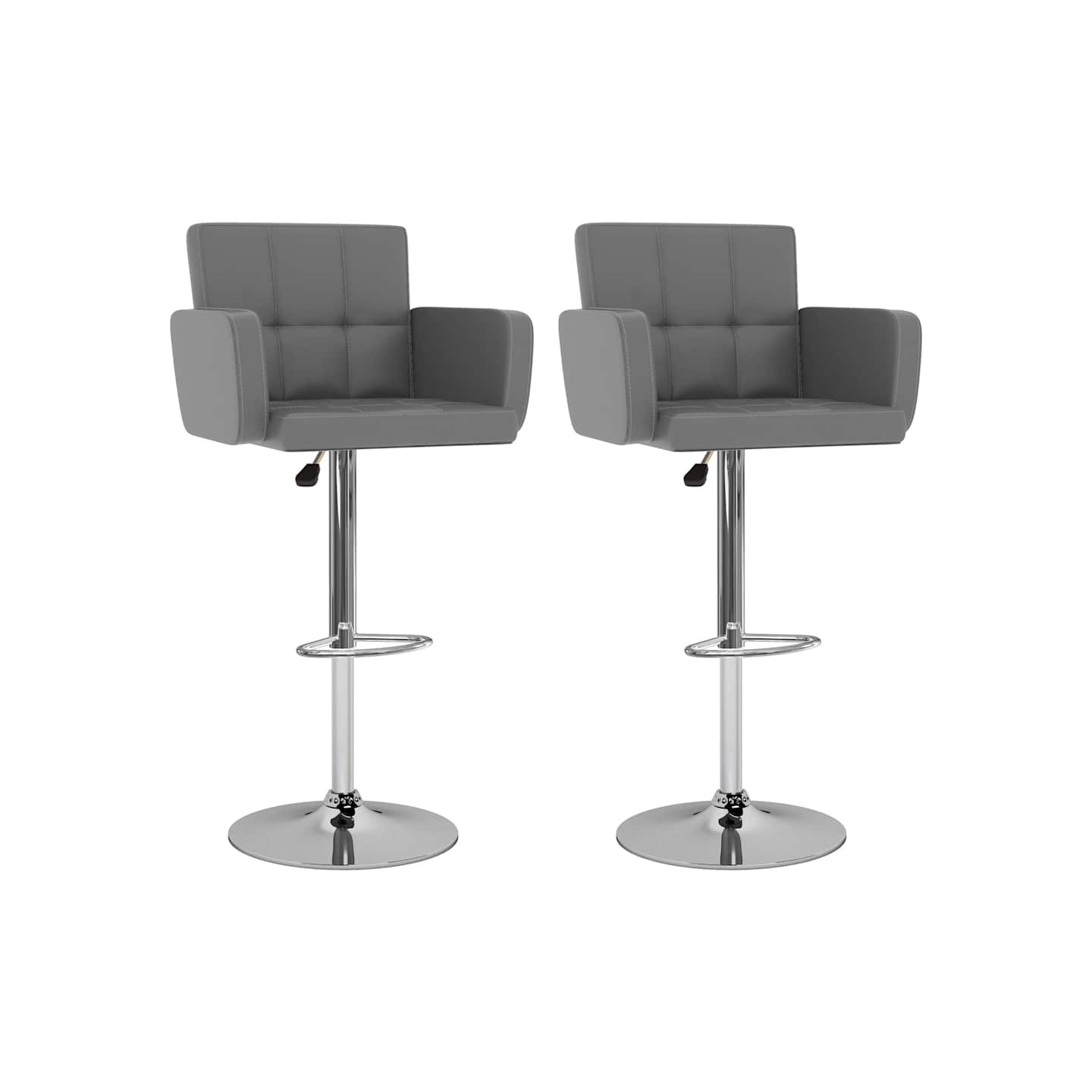 Tabourets de bar lot de 2 gris similicuir