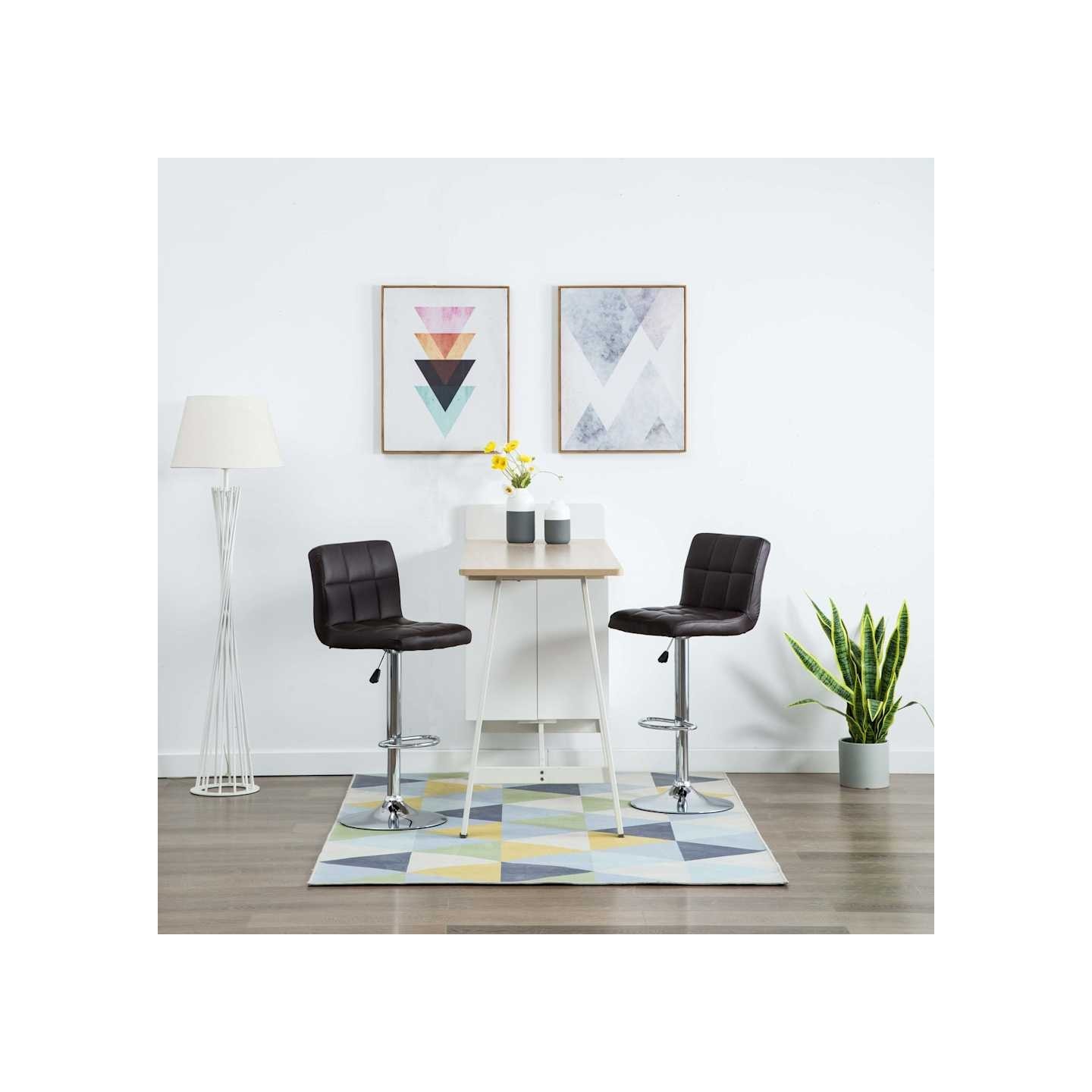 Tabourets de bar lot de 2 marron similicuir