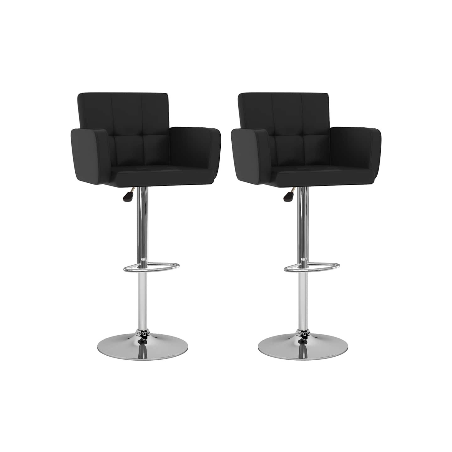 Tabourets de bar lot de 2 noir similicuir