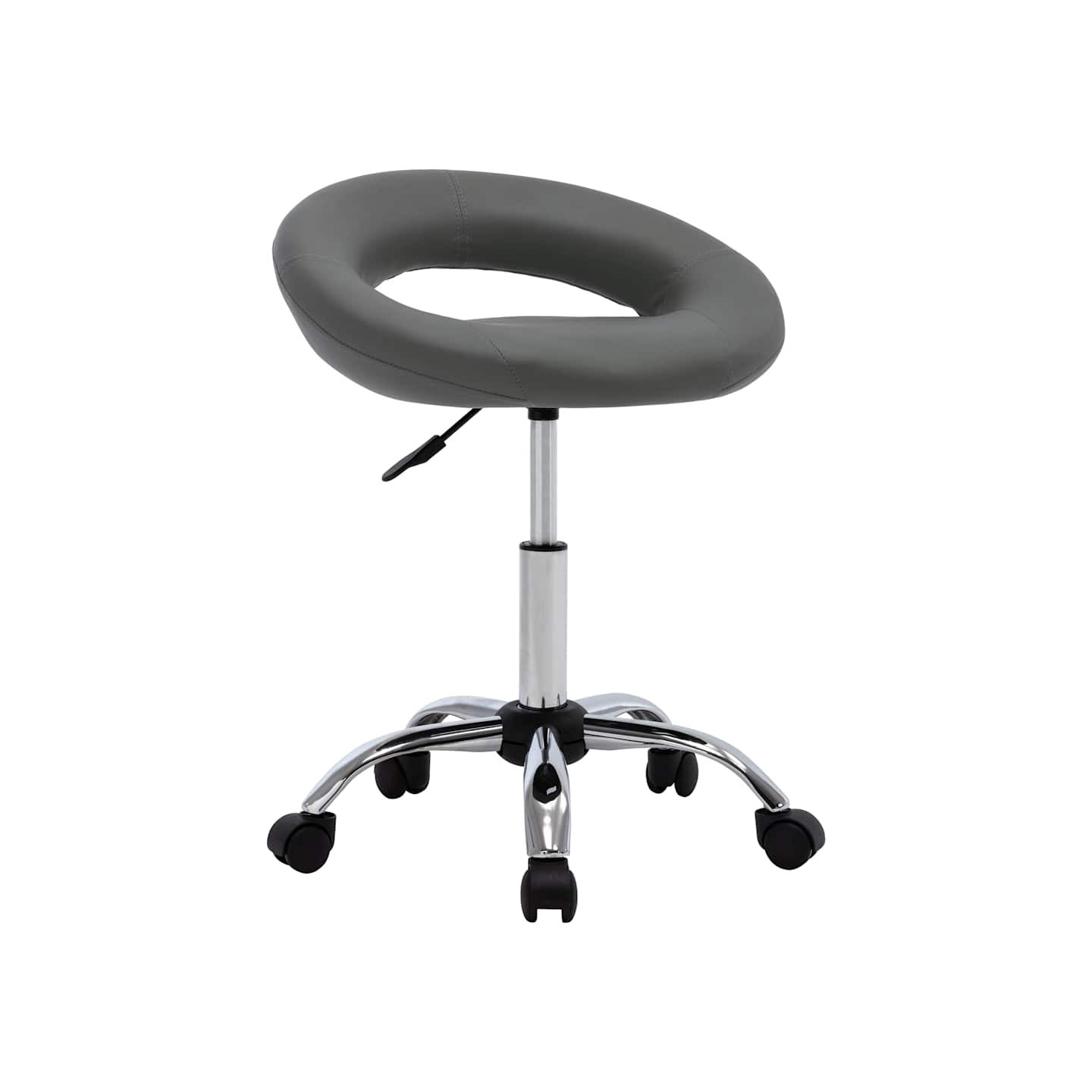 Chaise de travail roulante Gris Similicuir