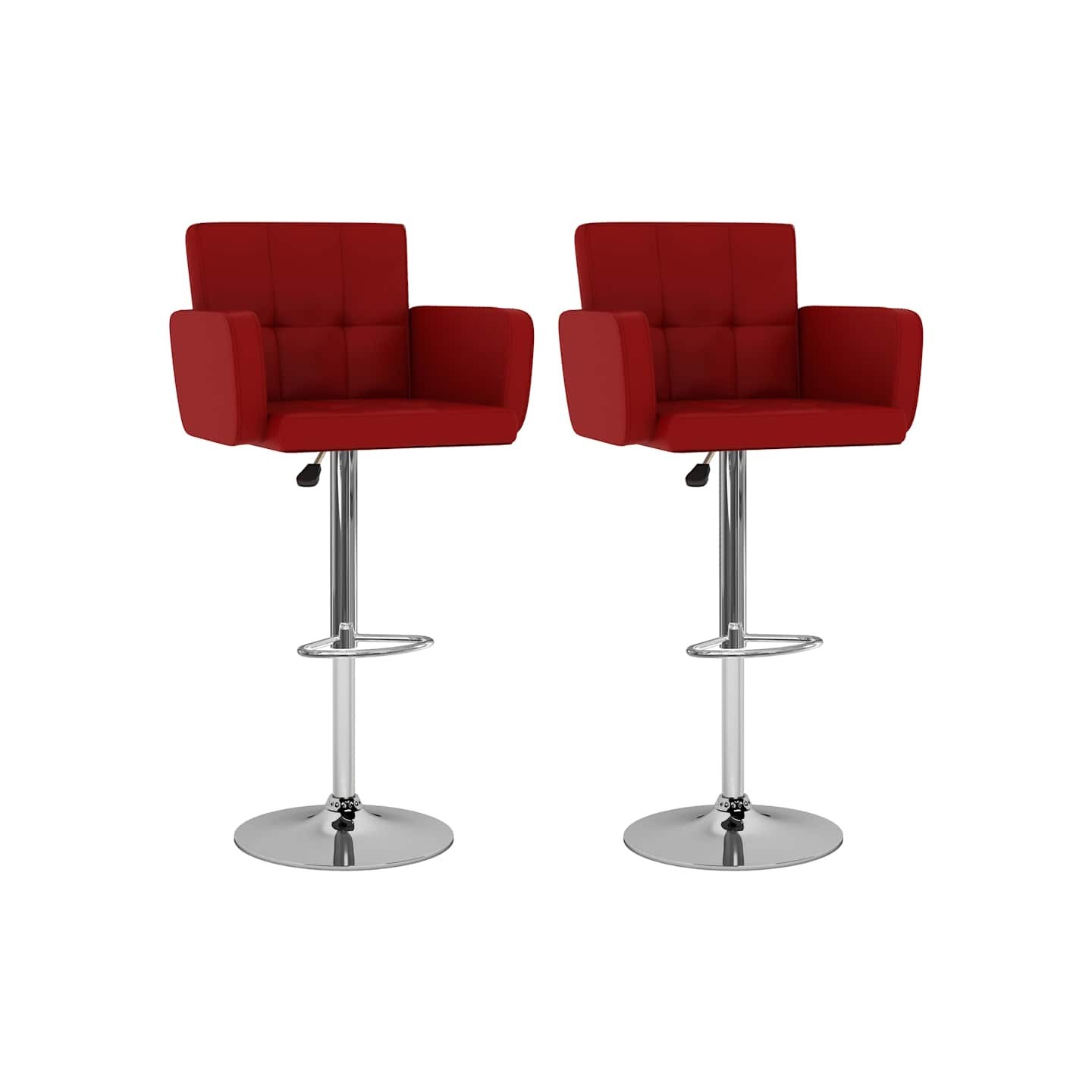 Tabourets de bar lot de 2 rouge bordeaux similicuir