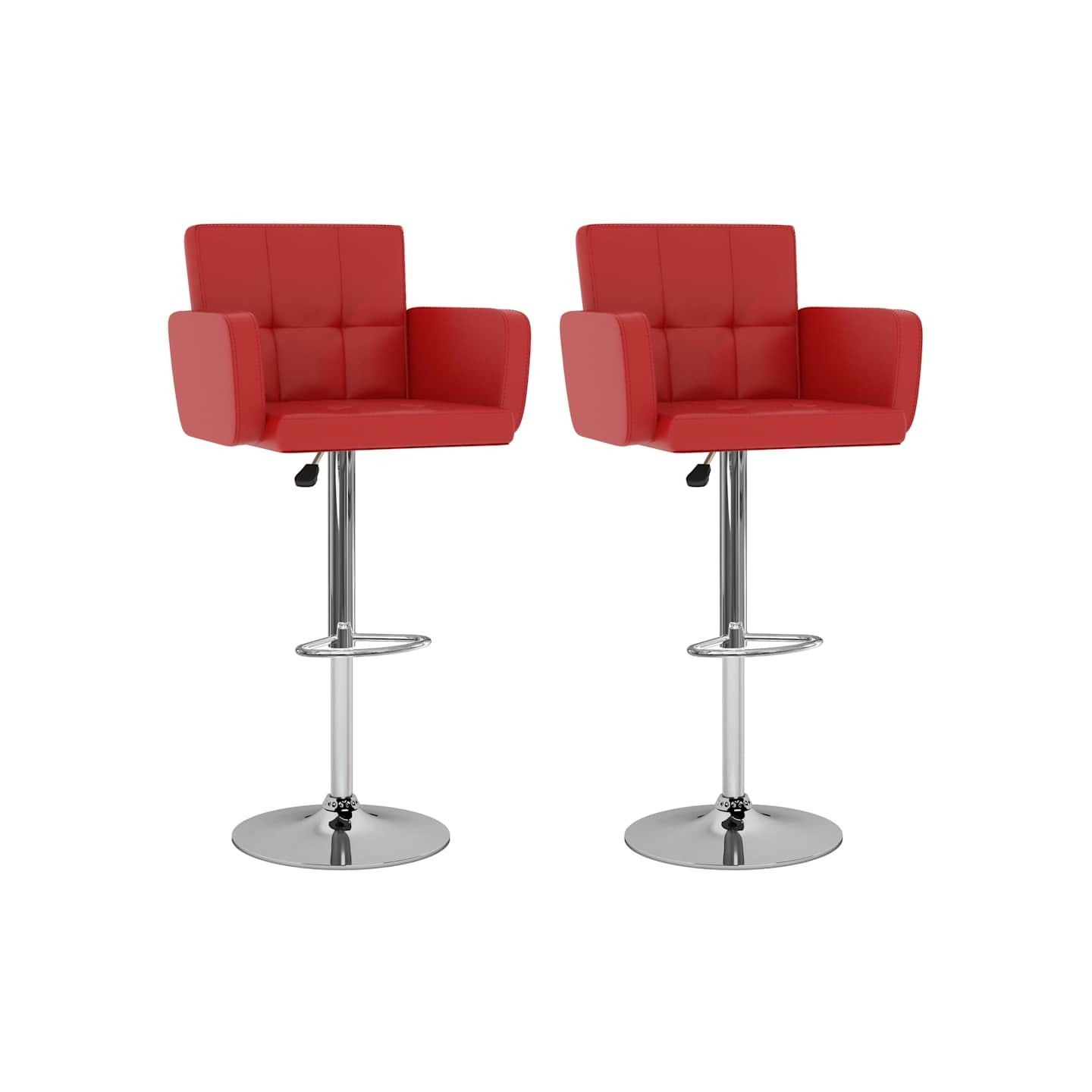 Tabourets de bar lot de 2 rouge similicuir