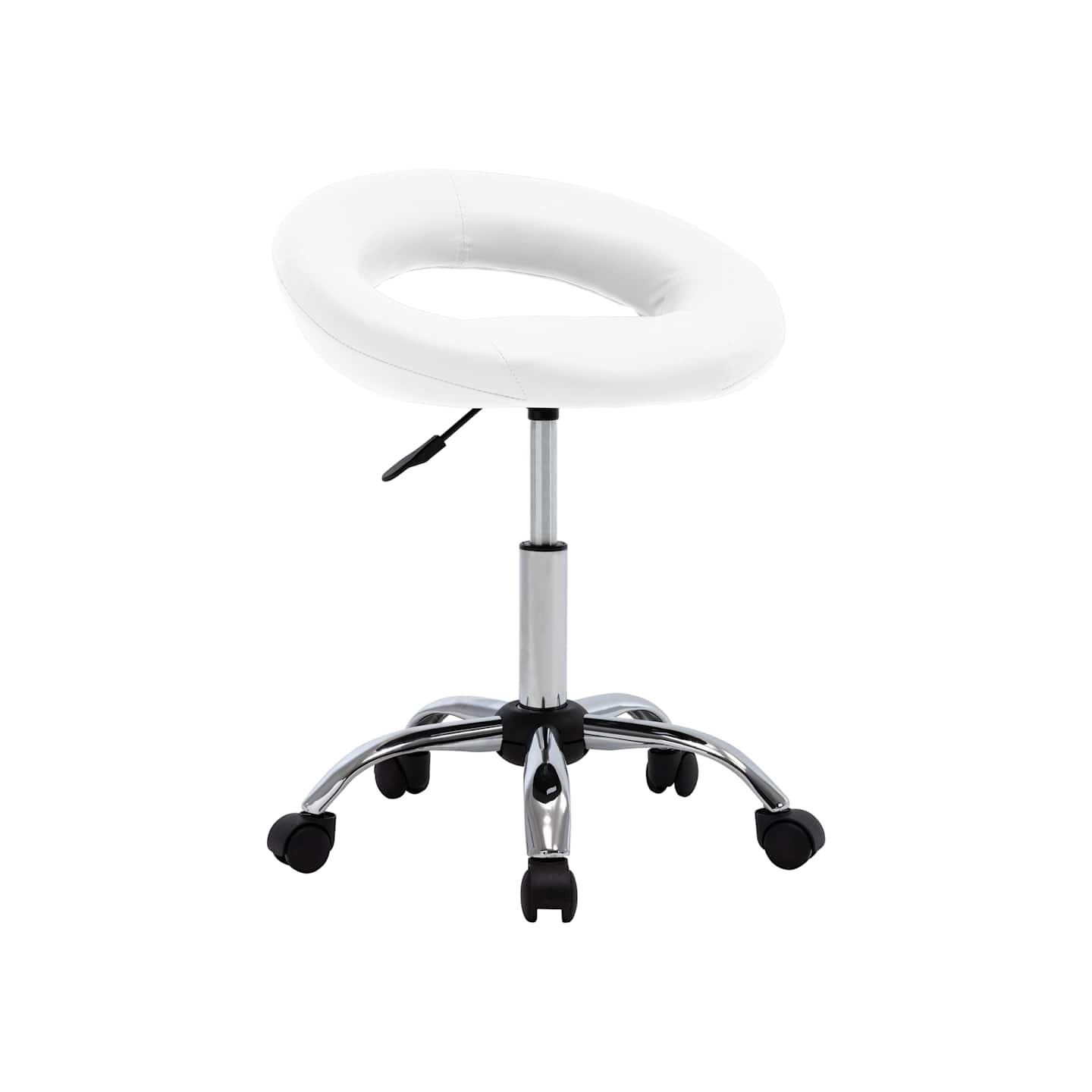 Chaise de travail roulante Blanc Similicuir