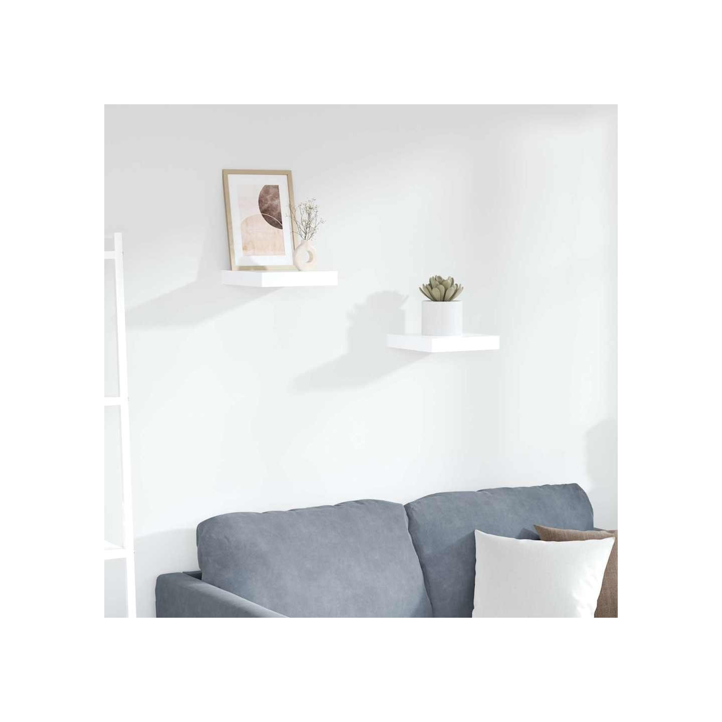 Étagère murale flottante 2 pcs Blanc brillant 23x23,5x3,8cm MDF