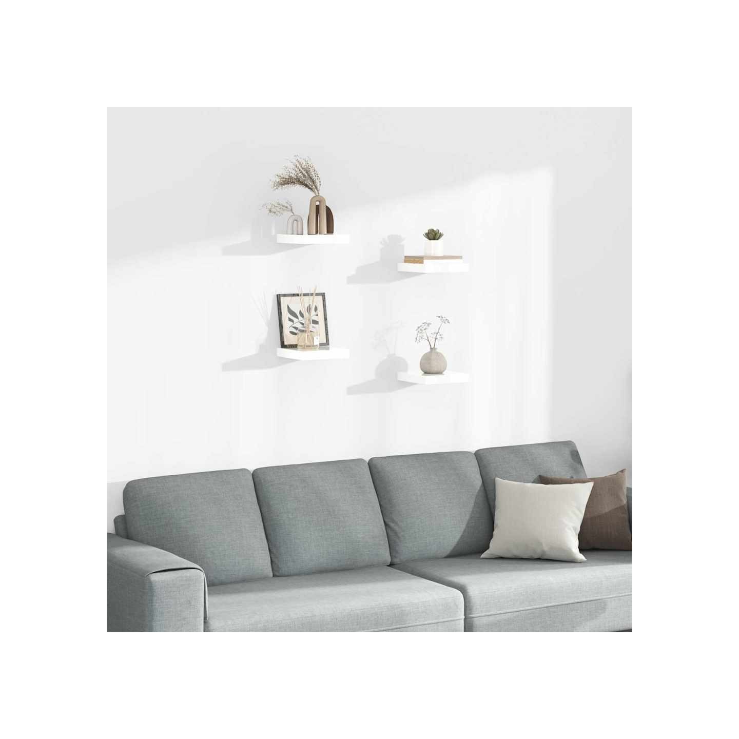 Étagère murale flottante 4 pcs Blanc brillant 23x23,5x3,8cm MDF