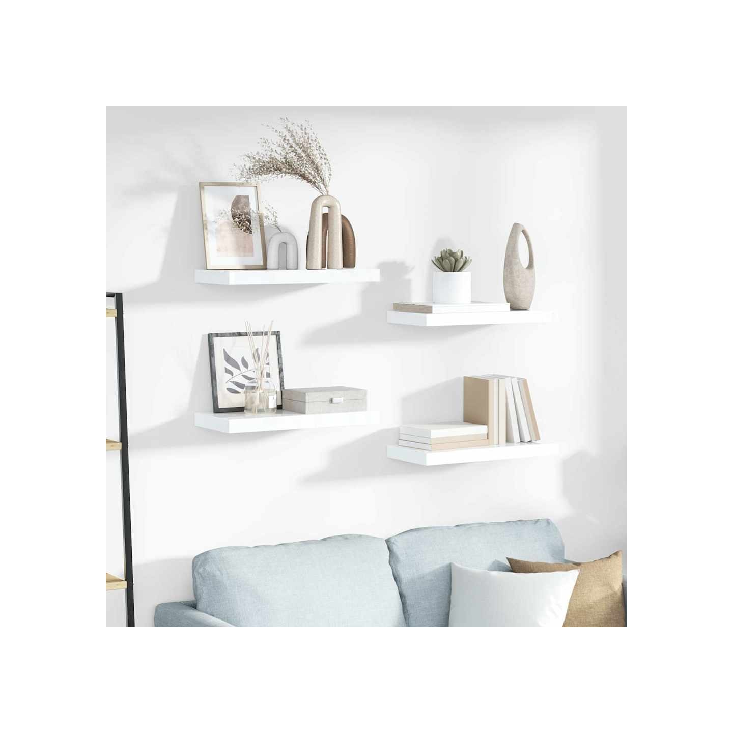 Étagère murale flottante Blanc brillant 50x23,5x3,8 cm MDF