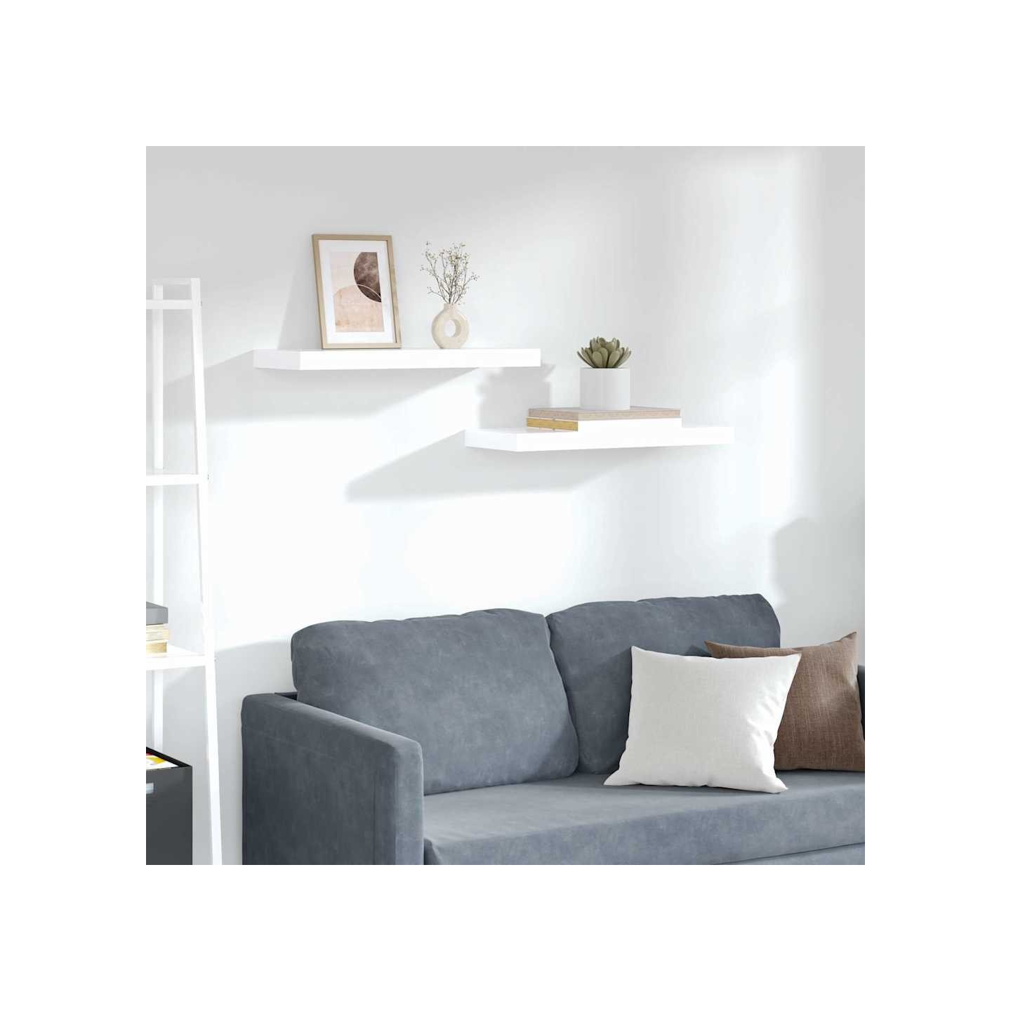 Étagère murale flottante 2 pcs Blanc brillant 60x23,5x3,8cm MDF