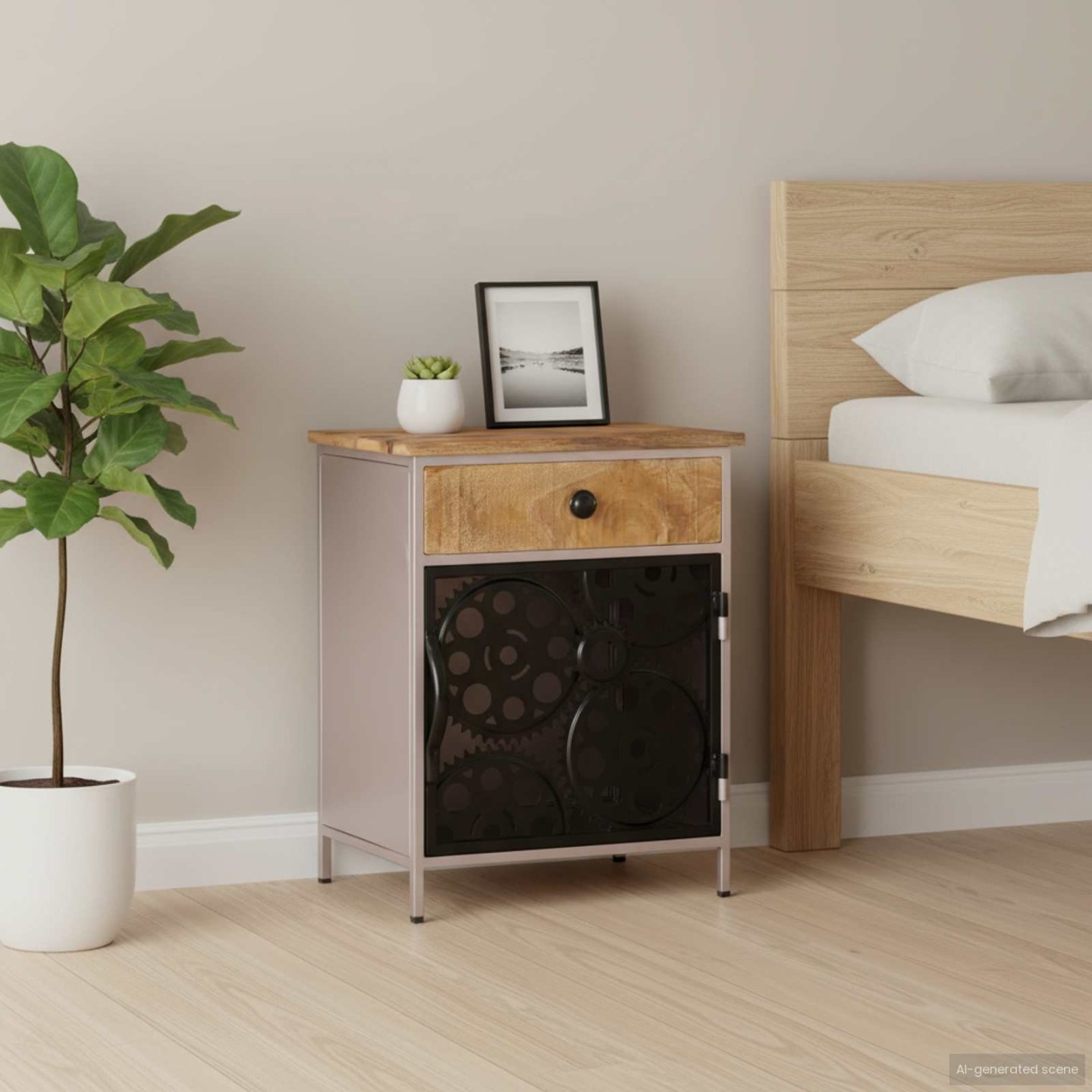Table de chevet 40x30x50 cm Bois de manguier brut