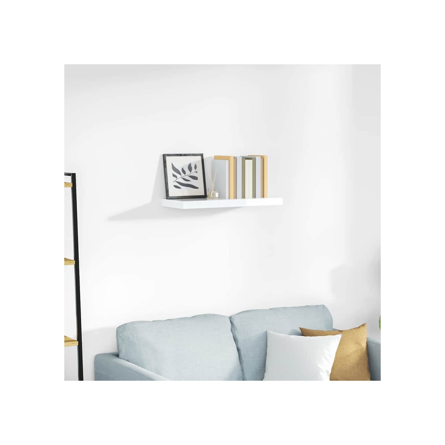 Étagère murale flottante Blanc brillant 60x23,5x3,8 cm MDF
