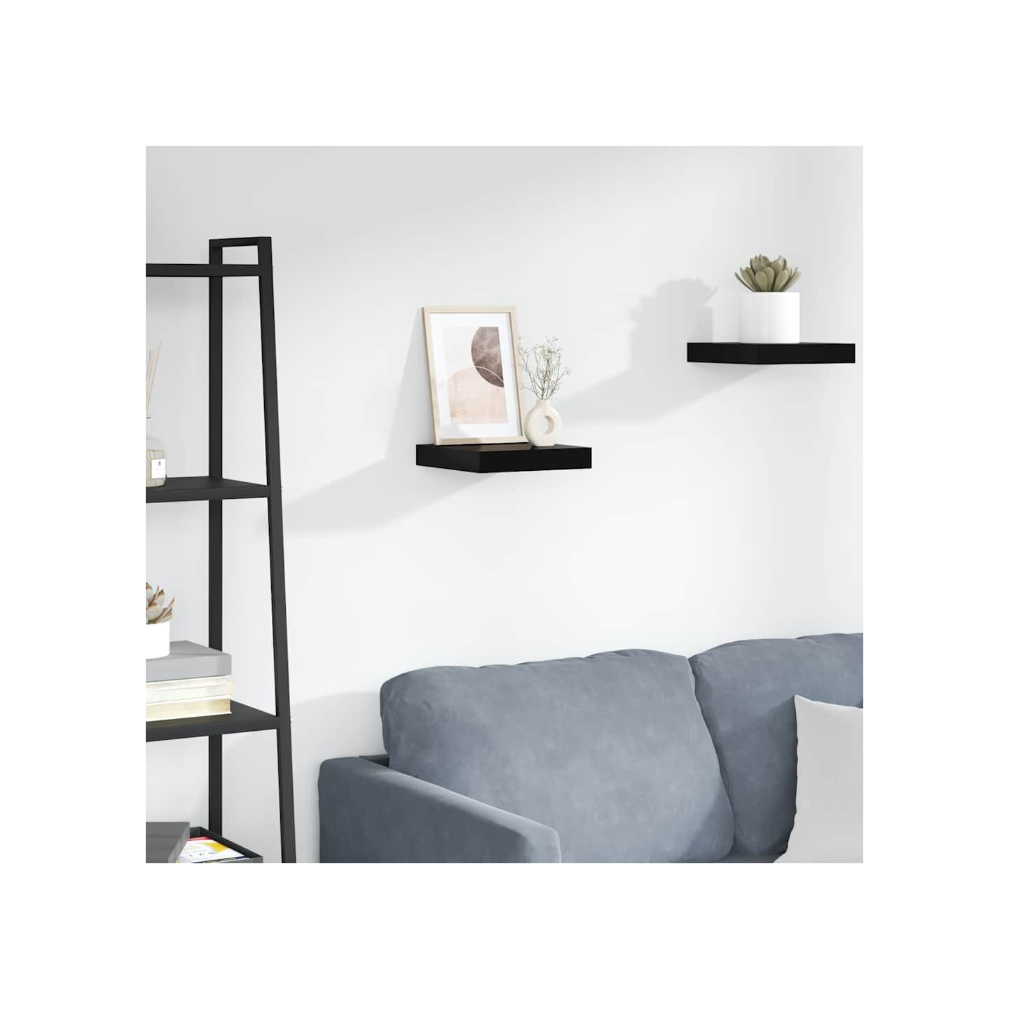 Étagère murale flottante Noir brillant 23x23,5x3,8 cm MDF