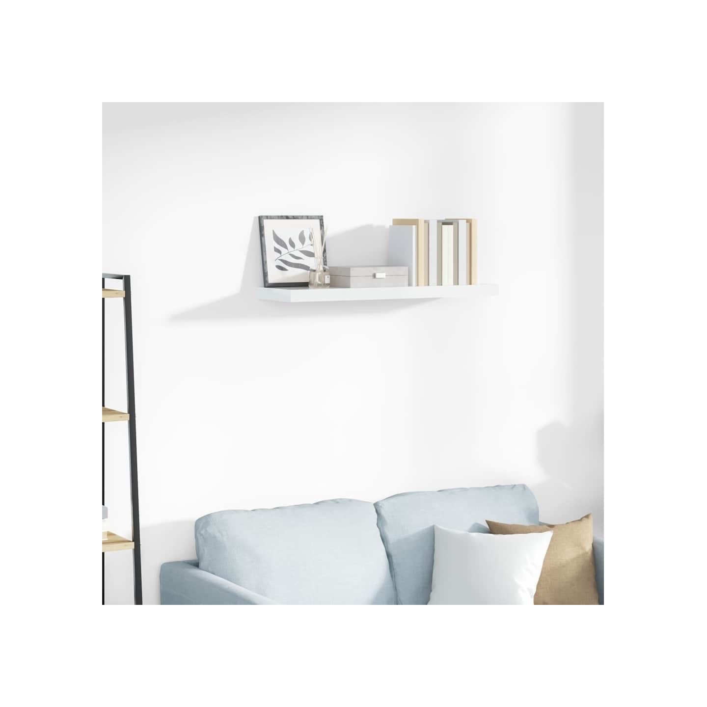 Étagère murale flottante Blanc brillant 80x23,5x3,8 cm MDF