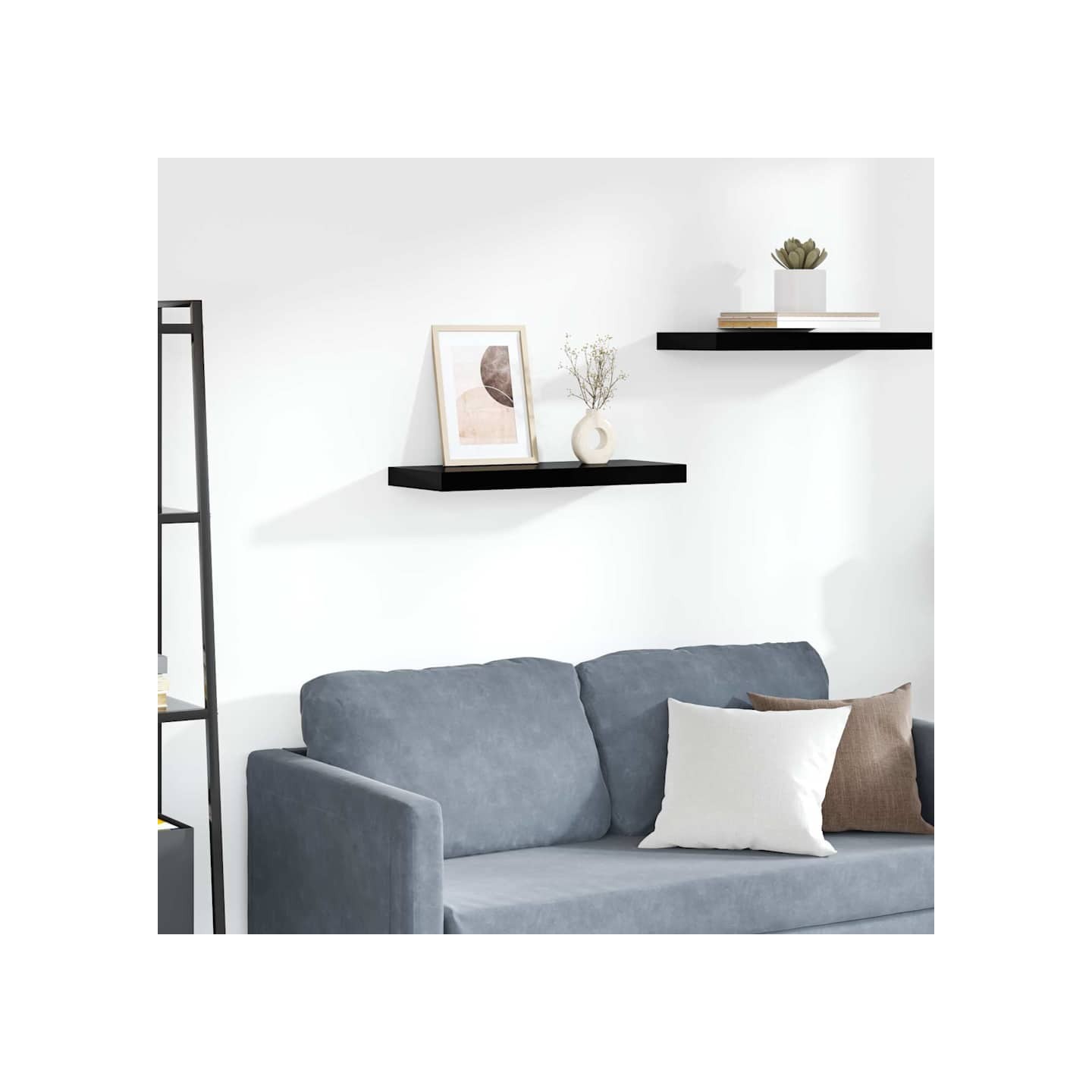 Étagère murale flottante Noir brillant 60x23,5x3,8 cm MDF