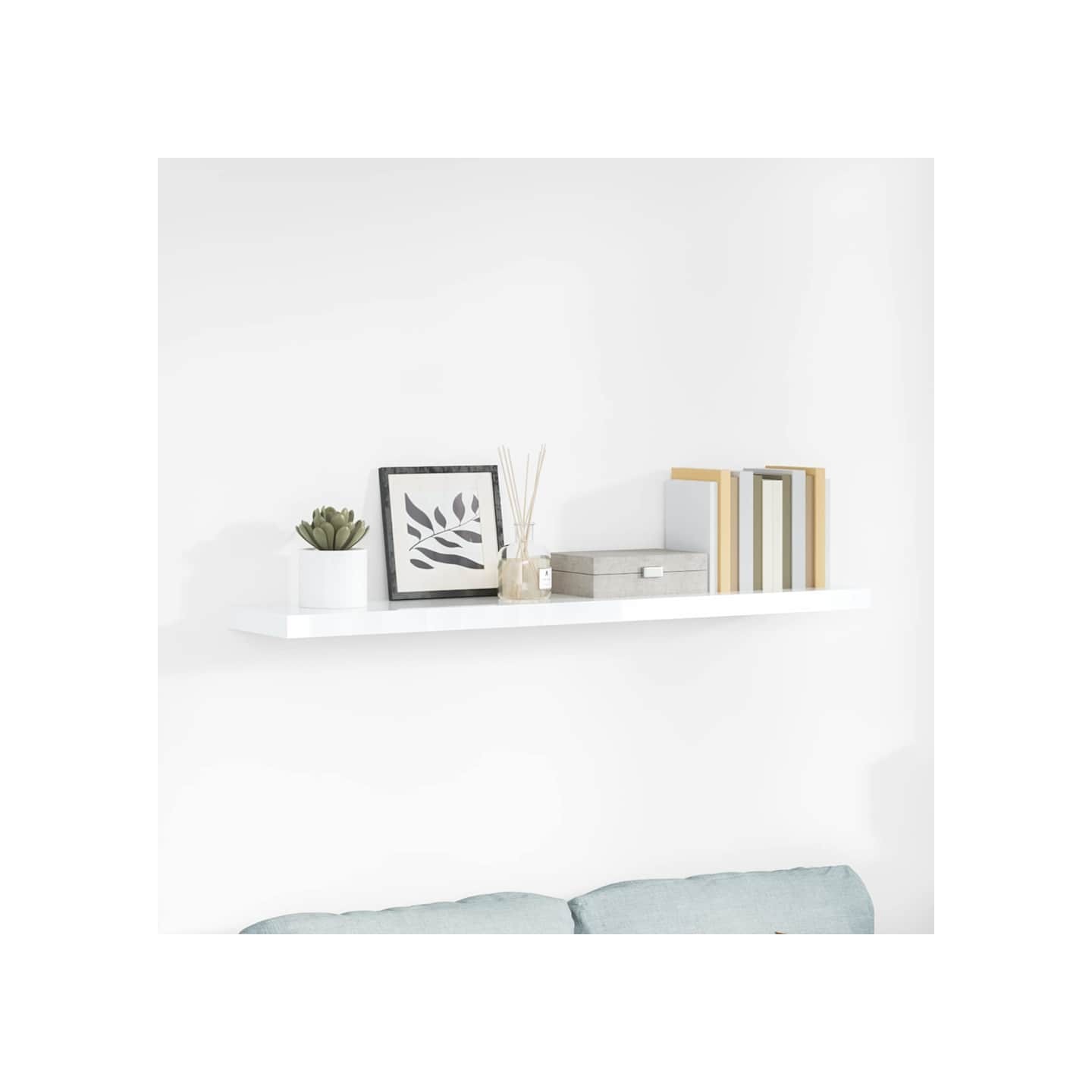 Étagère murale flottante Blanc brillant 120x23,5x3,8 cm MDF