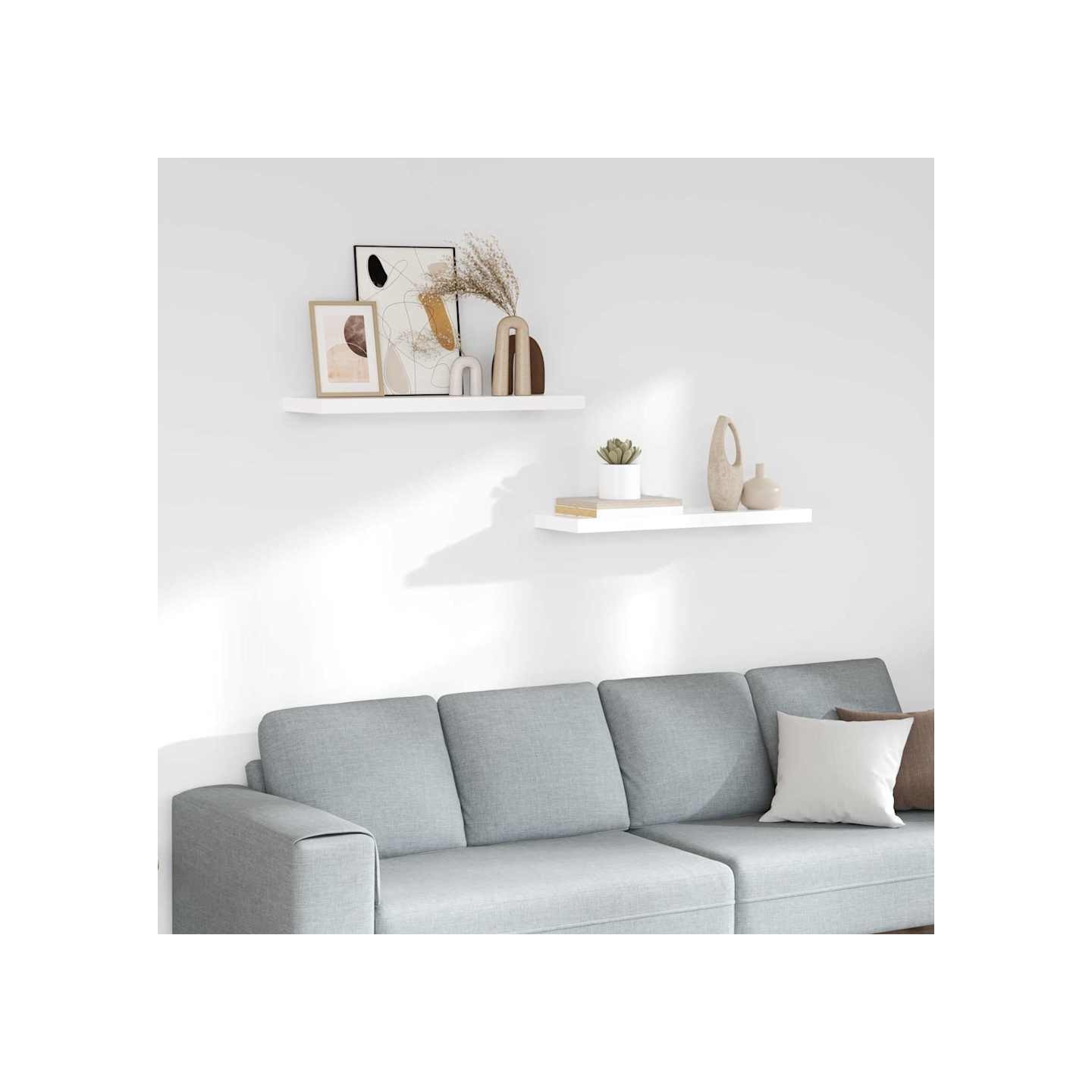Étagère murale flottante 2 pcs Blanc brillant 80x23,5x3,8cm MDF
