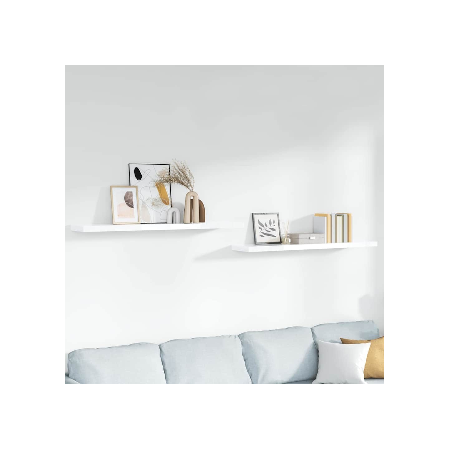 Étagère murale flottante 2pcs Blanc brillant 120x23,5x3,8cm MDF