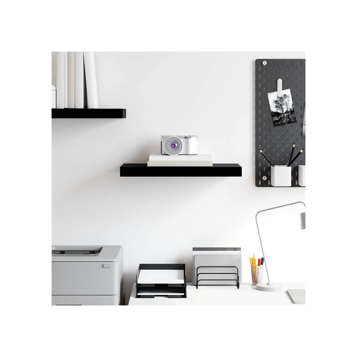 Étagère murale flottante Noir brillant 50x23,5x3,8 cm MDF