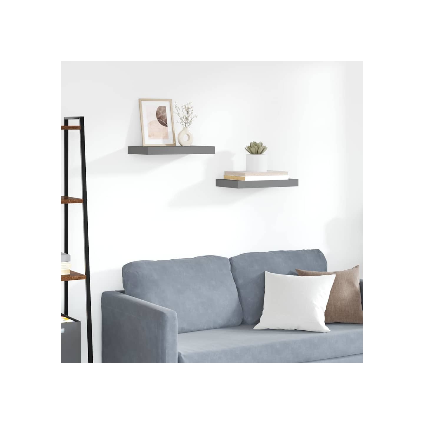 Étagère murale flottante 2 pcs Gris brillant 40x23,5x3,8 cm MDF