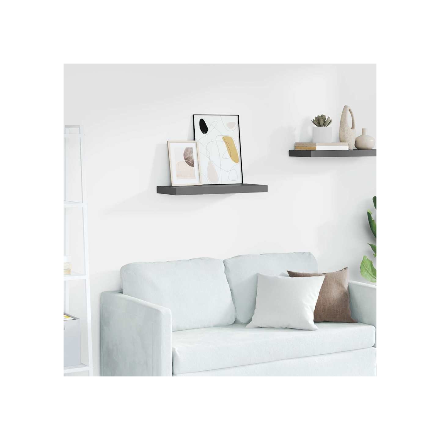 Étagère murale flottante Gris brillant 60x23,5x3,8 cm MDF