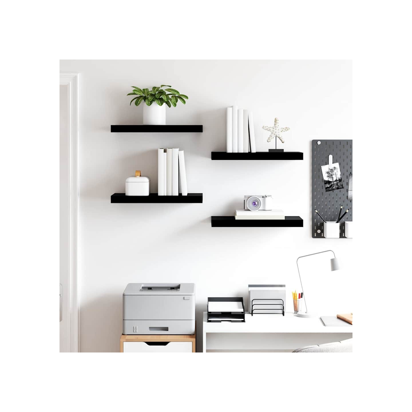 Étagère murale flottante 4 pcs Noir brillant 50x23,5x3,8 cm MDF