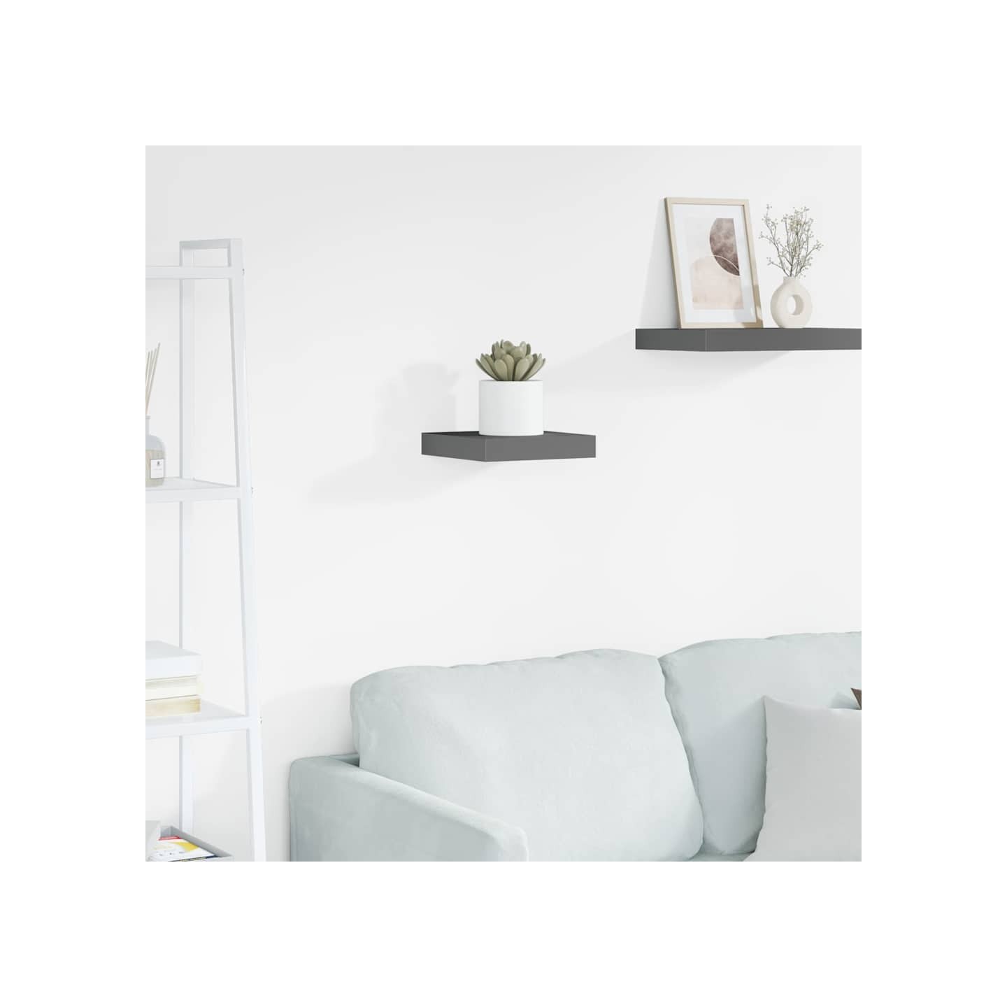 Étagère murale flottante Gris brillant 23x23,5x3,8 cm MDF