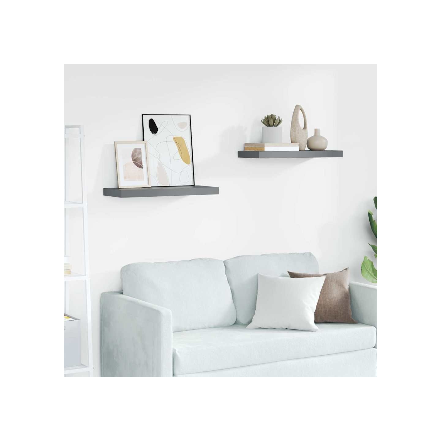 Étagère murale flottante 2 pcs Gris brillant 60x23,5x3,8 cm MDF