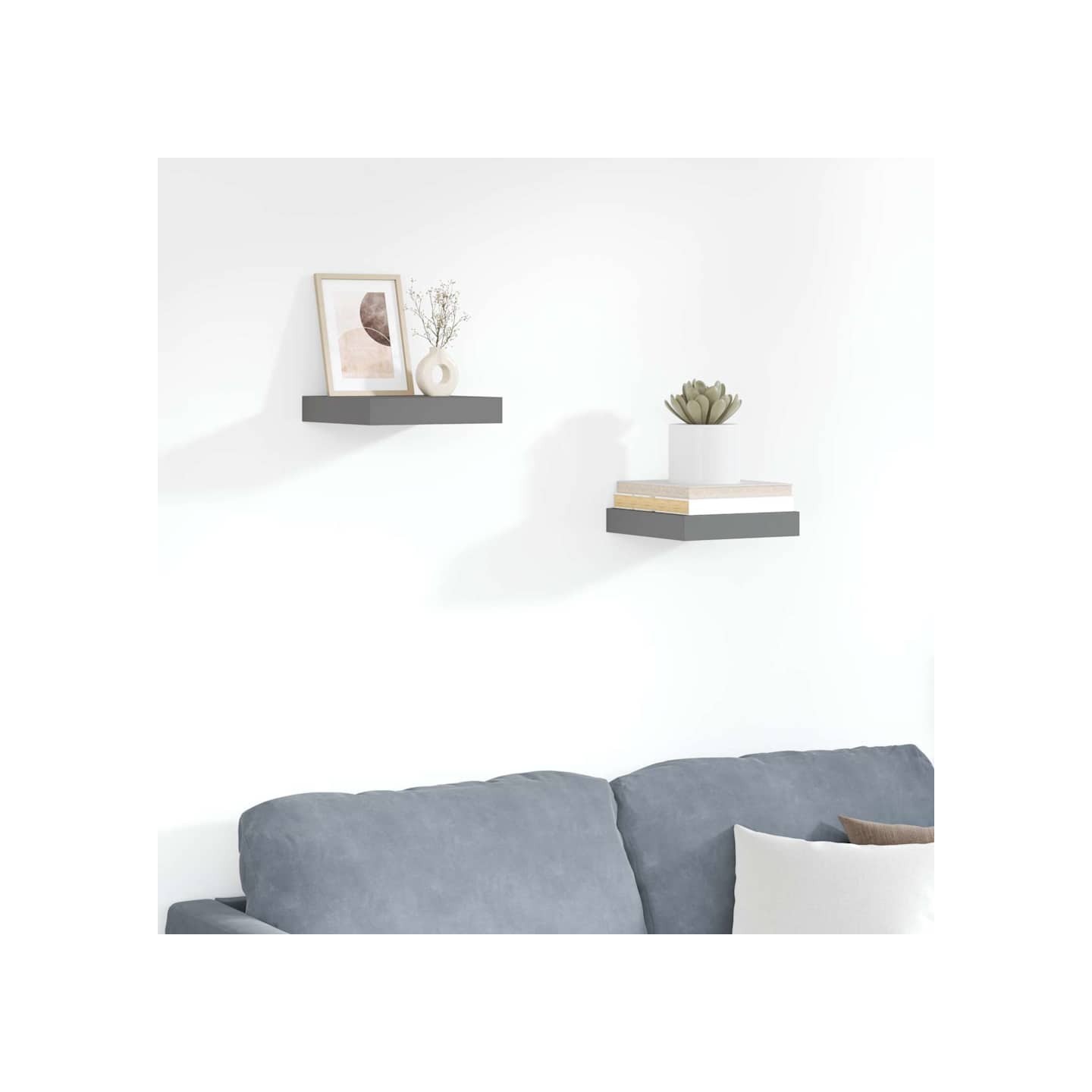 Étagère murale flottante 2 pcs Gris brillant 23x23,5x3,8 cm MDF
