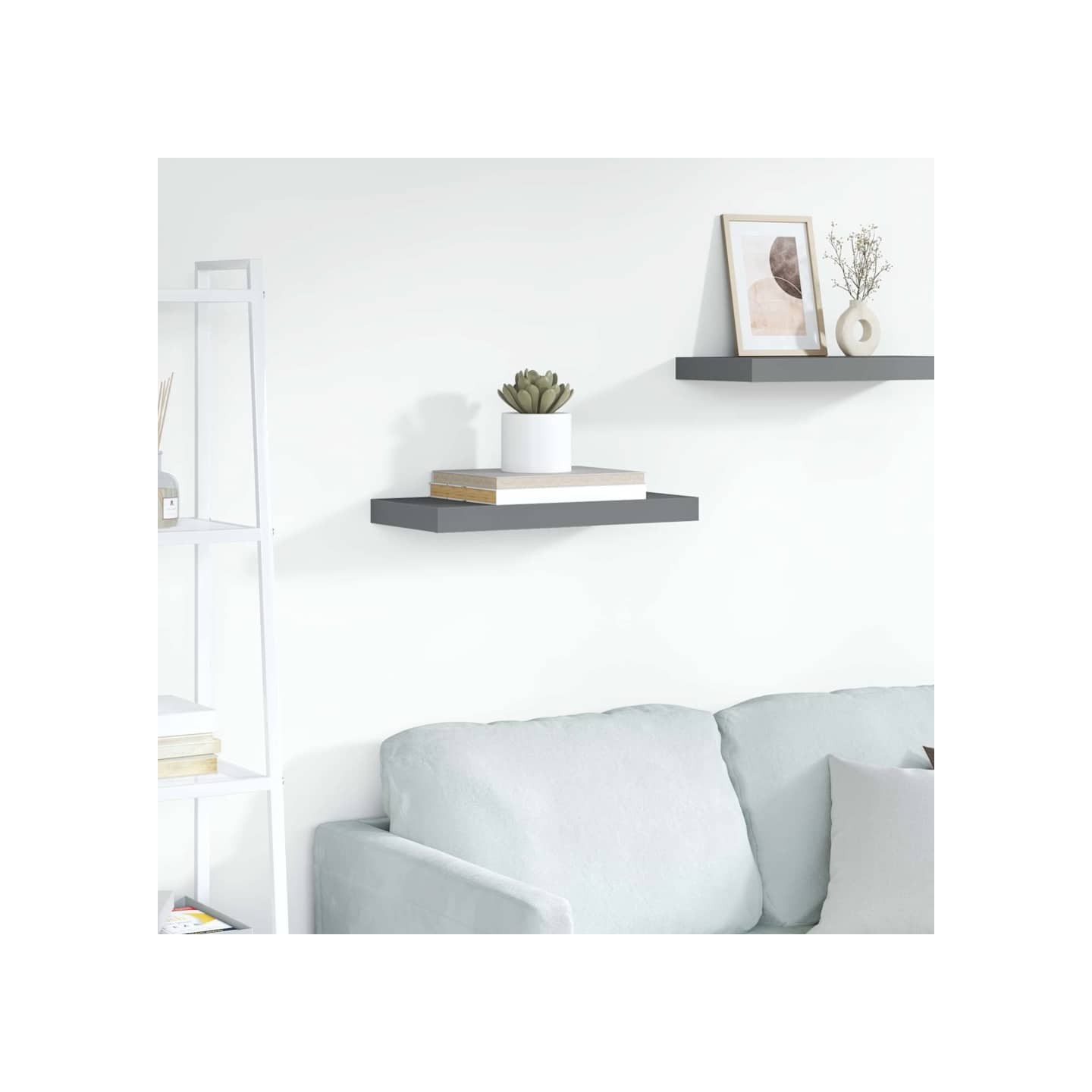 Étagère murale flottante Gris brillant 50x23,5x3,8 cm MDF