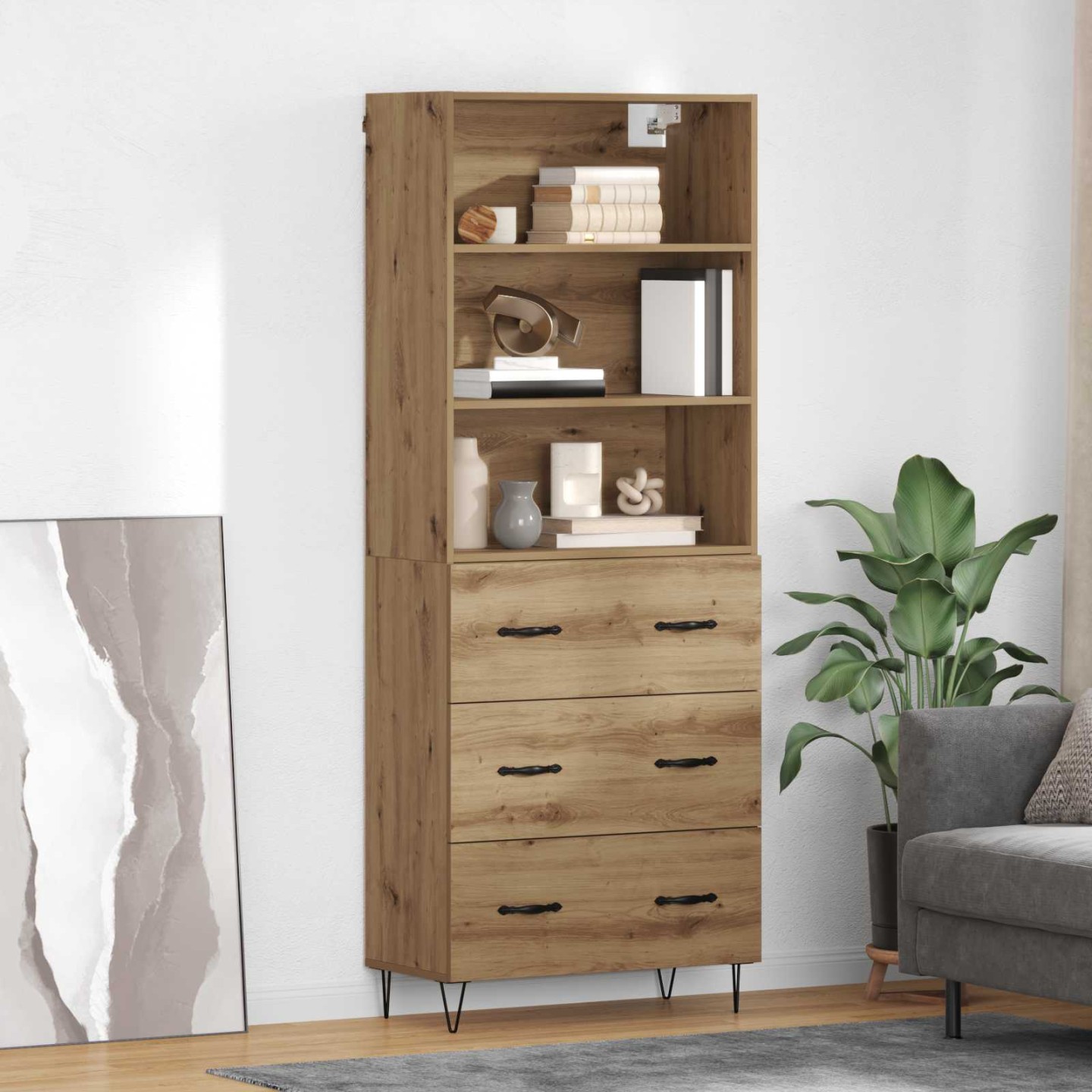 Haut Armoire 2 pc Chêne artisanal 69,5 x 34 x 180 cm