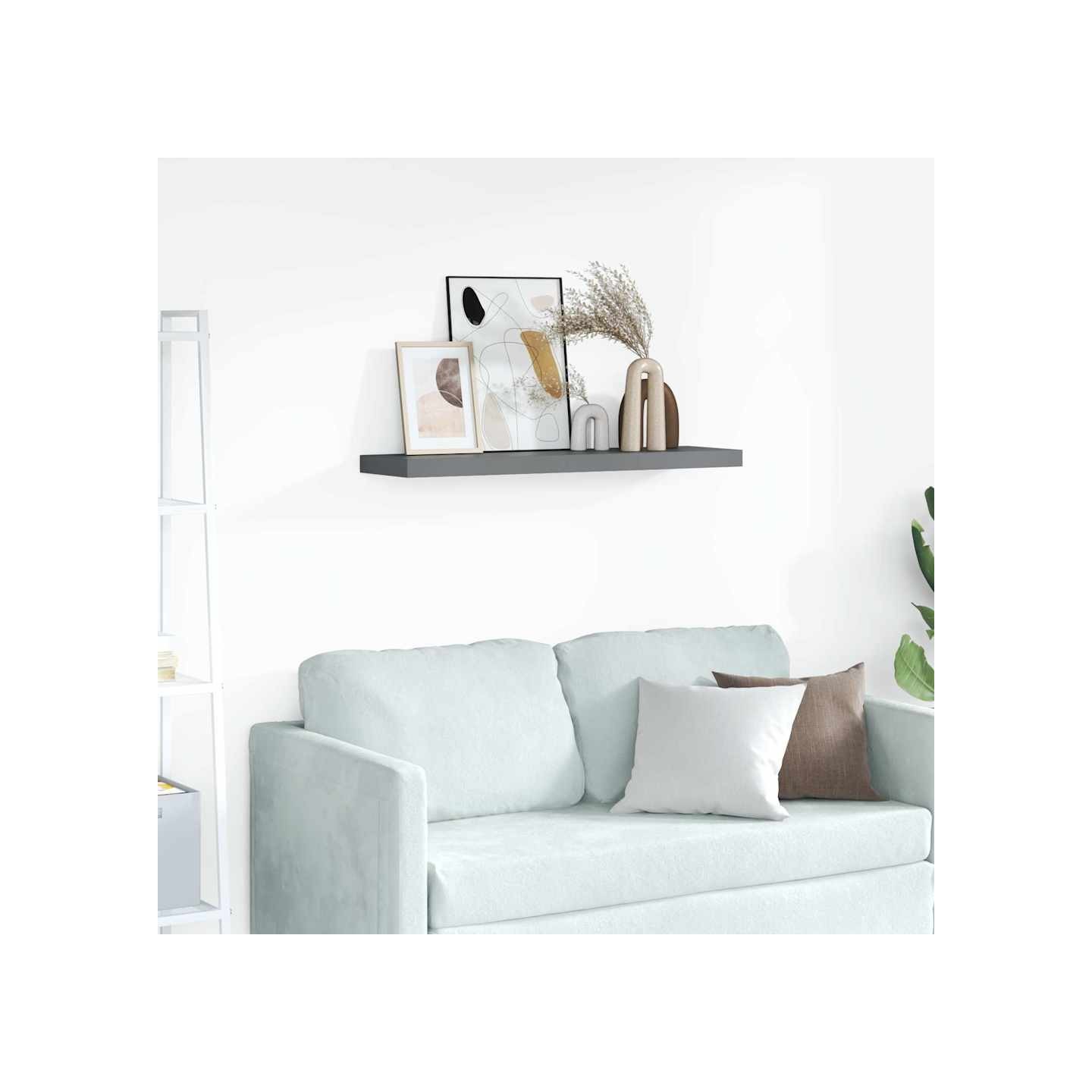 Étagère murale flottante Gris brillant 90x23,5x3,8 cm MDF