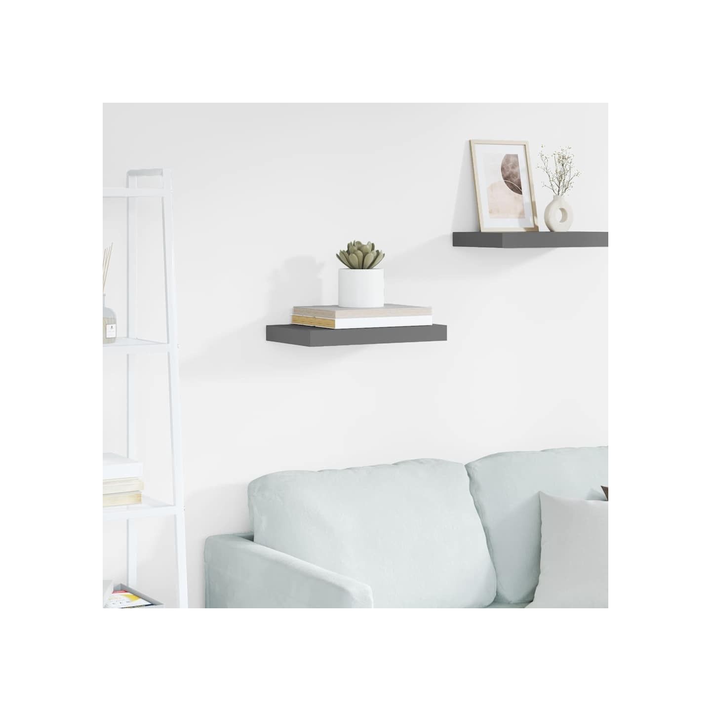 Étagère murale flottante Gris brillant 40x23,5x3,8 cm MDF