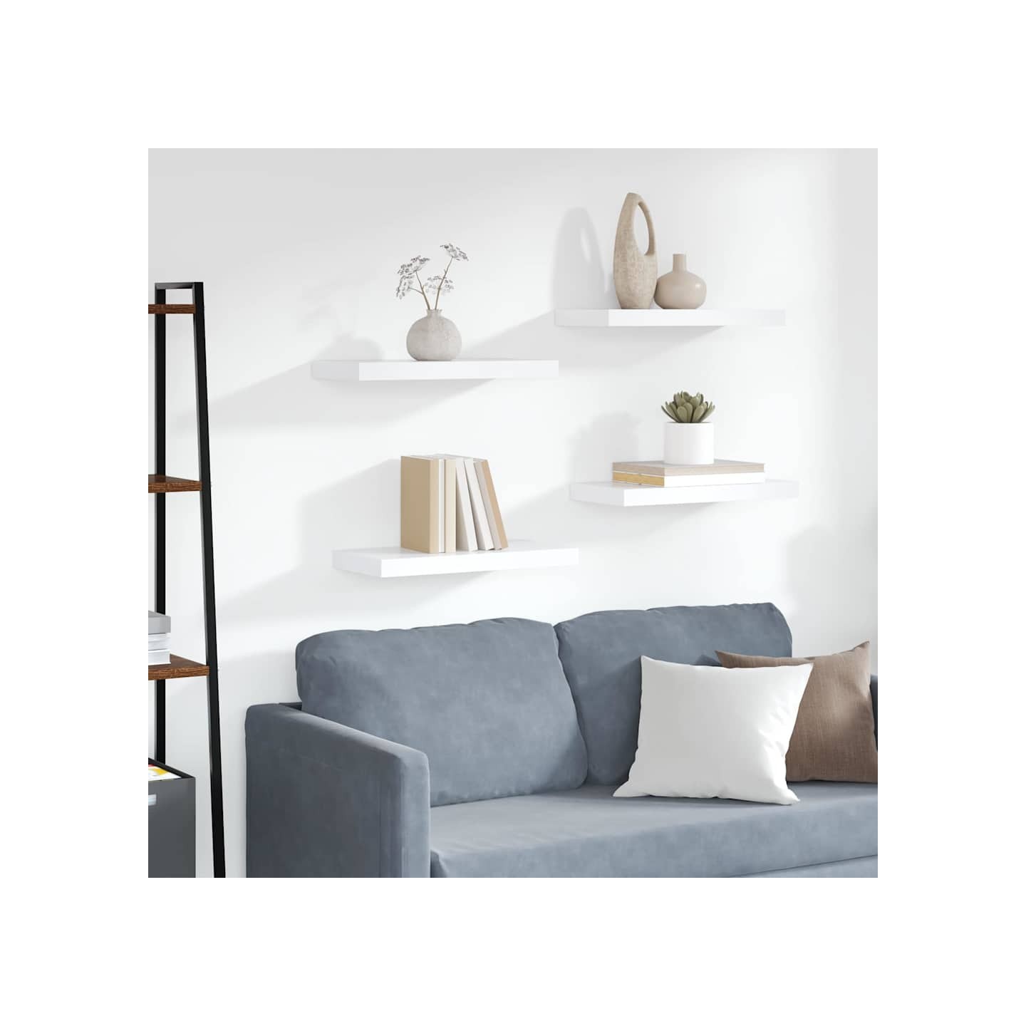 Étagères murales flottantes 4 pcs Blanc 50x23,5x3,8 cm MDF